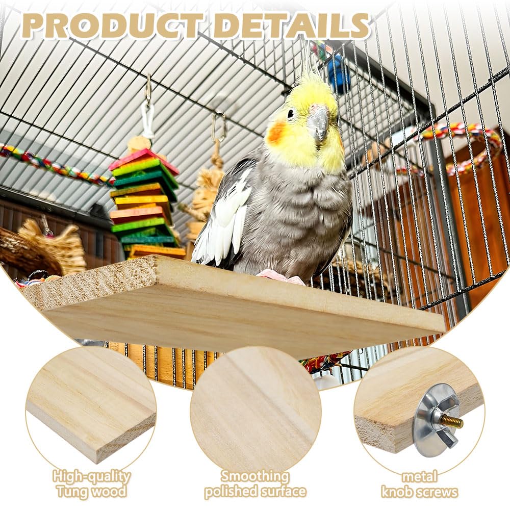 4 Pièces Perroquets Plate-Forme De Repos Plateformes d'escalade en Bois Chinchilla Tremplins en Bois Planches à Ressort Rectangulaires pour Oiseau, Perroquets, Hamsters, Gerbilles