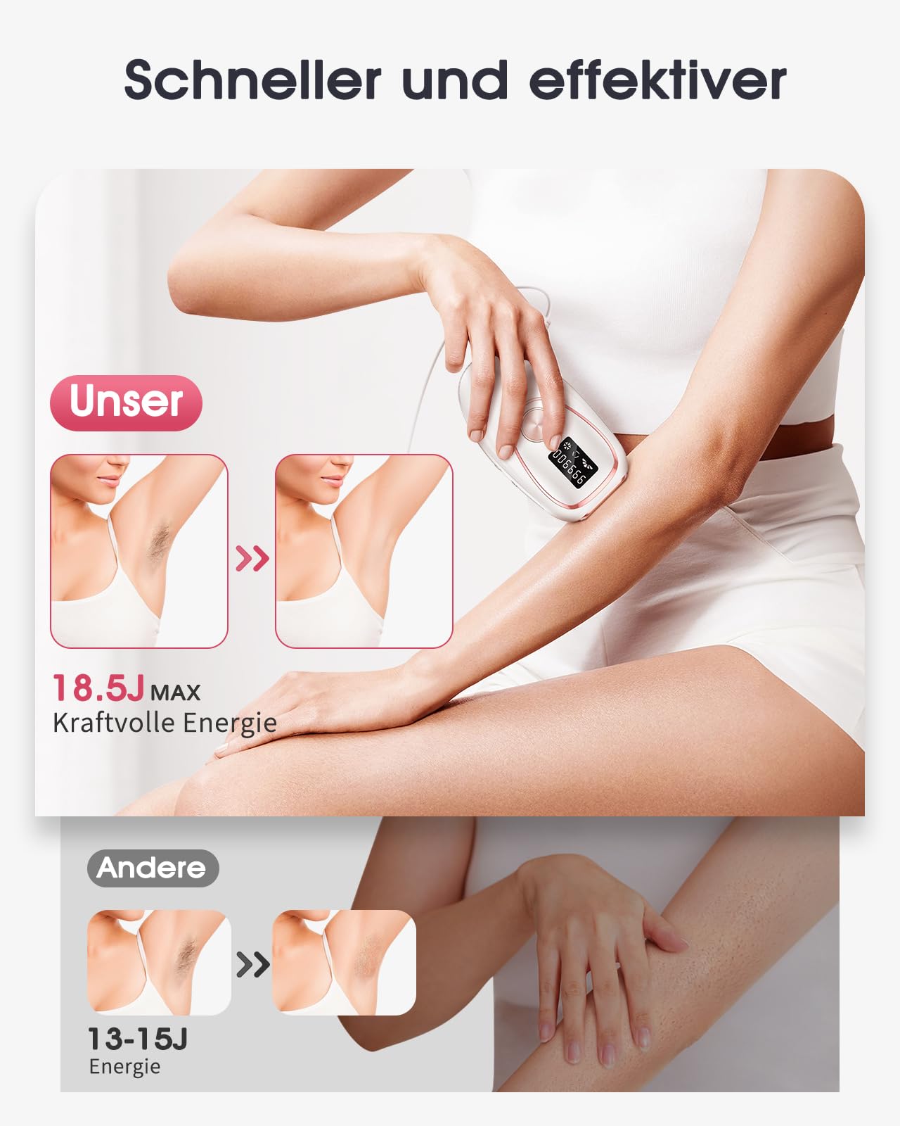 Depiladora de Luz Pulsada IPL con Función de Enfriamiento, 999,900 Flashes, 5 Nivel de Energía, Depiladora Láser Indolora para Mujeres, Hombres, Rostro, Axilas, Piernas y Cuerpo Bilanco