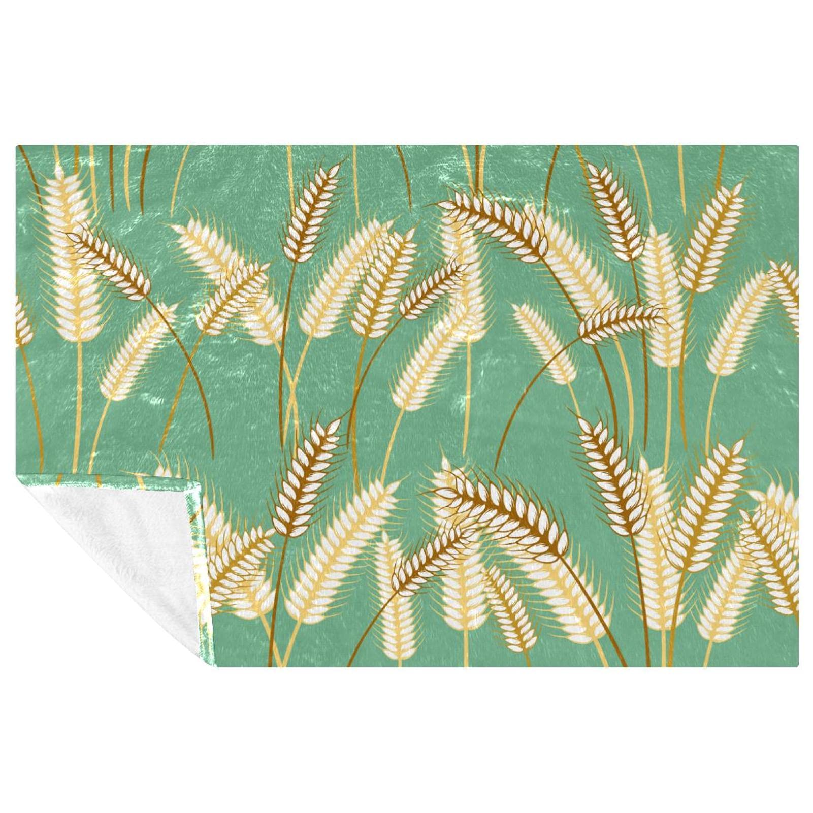 Couverture douce et chaude haut de gamme motif herbe d'orge pour lit élégant
