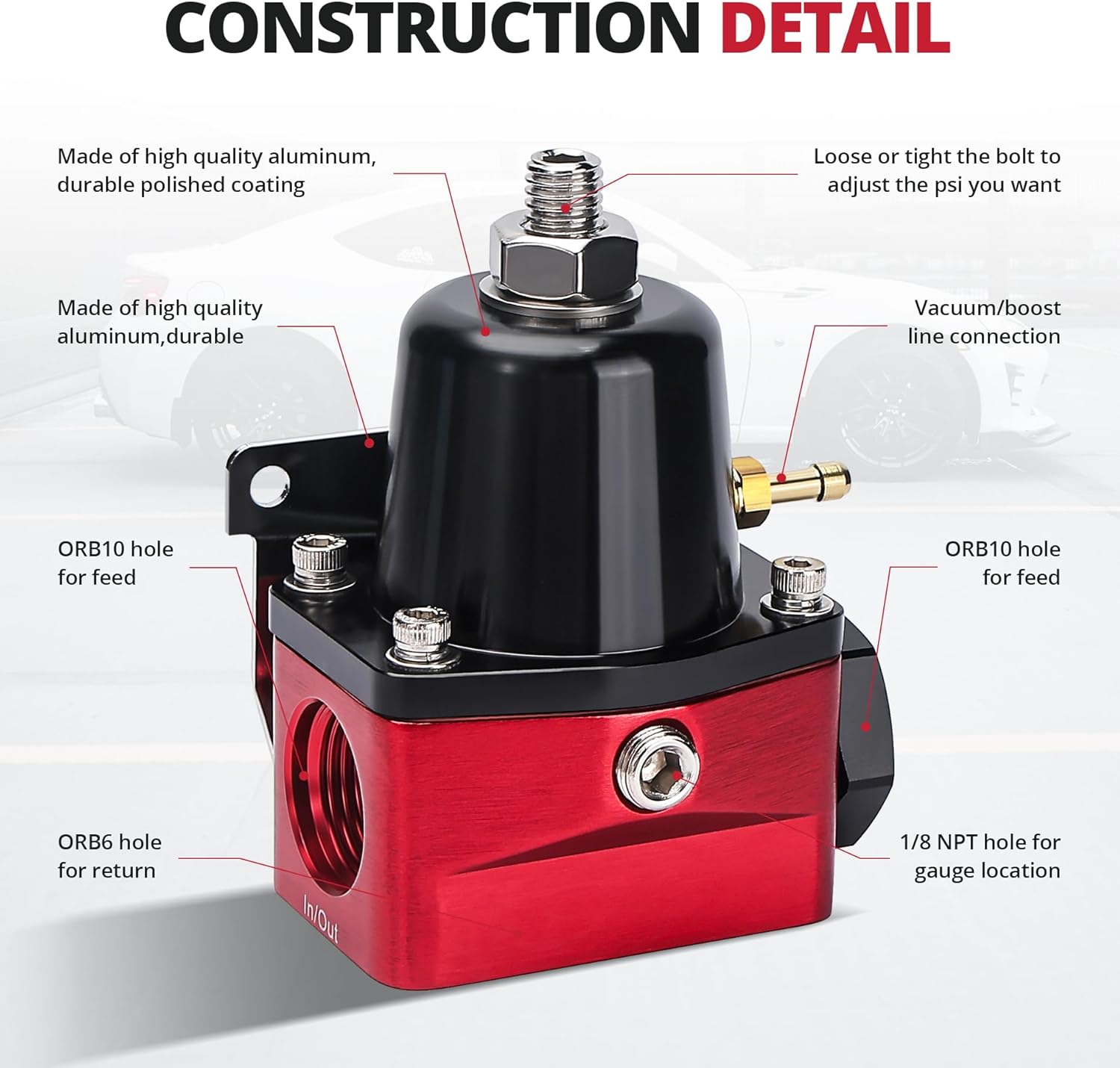EVIL ENERGY Fuel Pressure Regulator 6AN EFI Bypass Return Adjustable (30-70PSI)