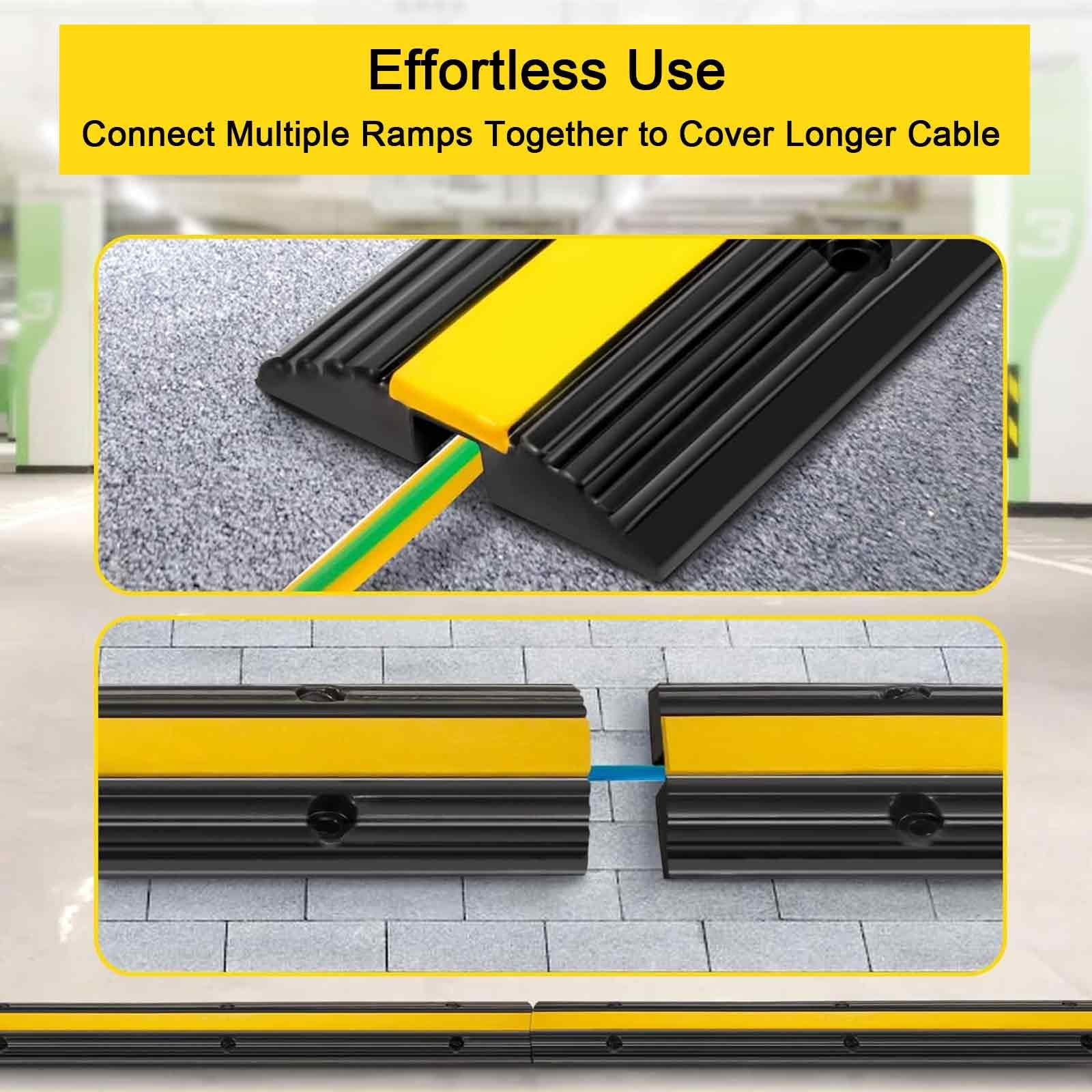 Protector de Cables Paquete de 2, Reductor Velocidad de 1 Canal, Cubre Cables Suelo para Entradas de Vehículos, Ideal para Oficinas en Casa o Exteriores