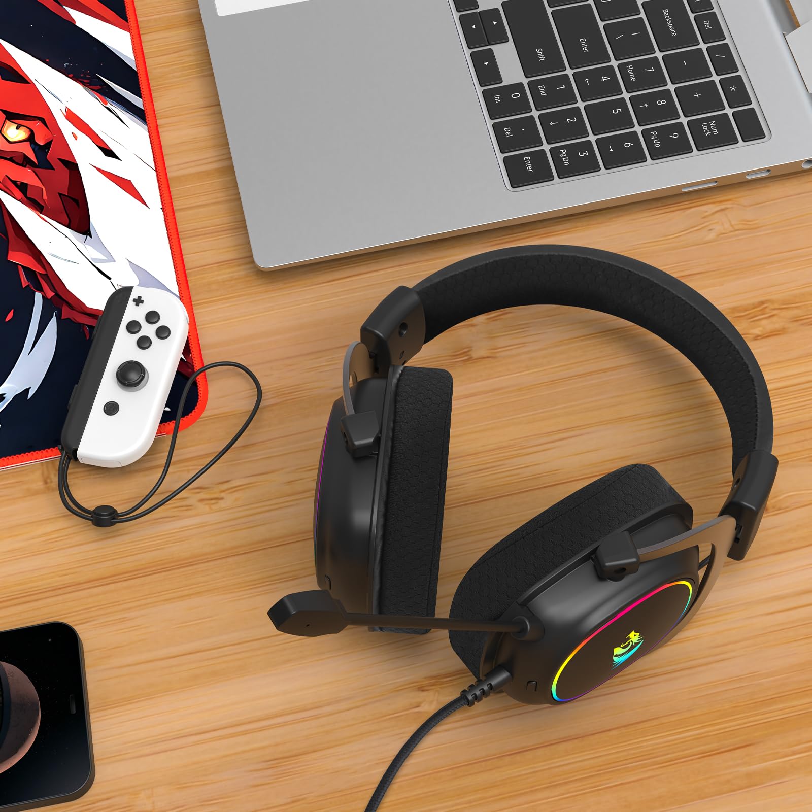 Redragon H510 AK RGB Gaming-Headset mit Kabel - 7.1 Surround Sound 53mm Audio-Treiber Memory Foam-Ohrpolstern austauschbarem Gehäuse Multi-Plattform Kopfhörer USB-betrieben für PC/PS4/NS