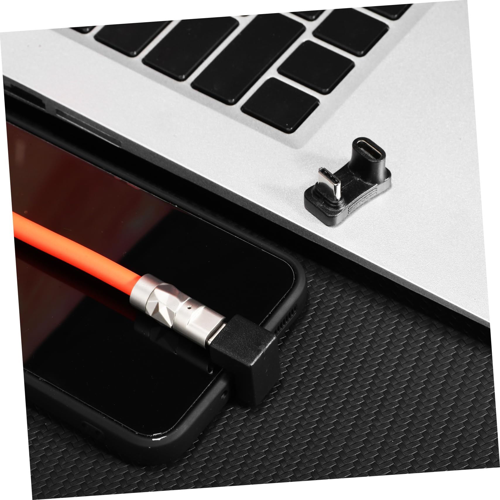 KICHOUSE 2Pcs USB C Adapter U Shape Right Angle Connector for Laptop Tablet Compact Lightweight Type C Extension Portable USB C Adapter