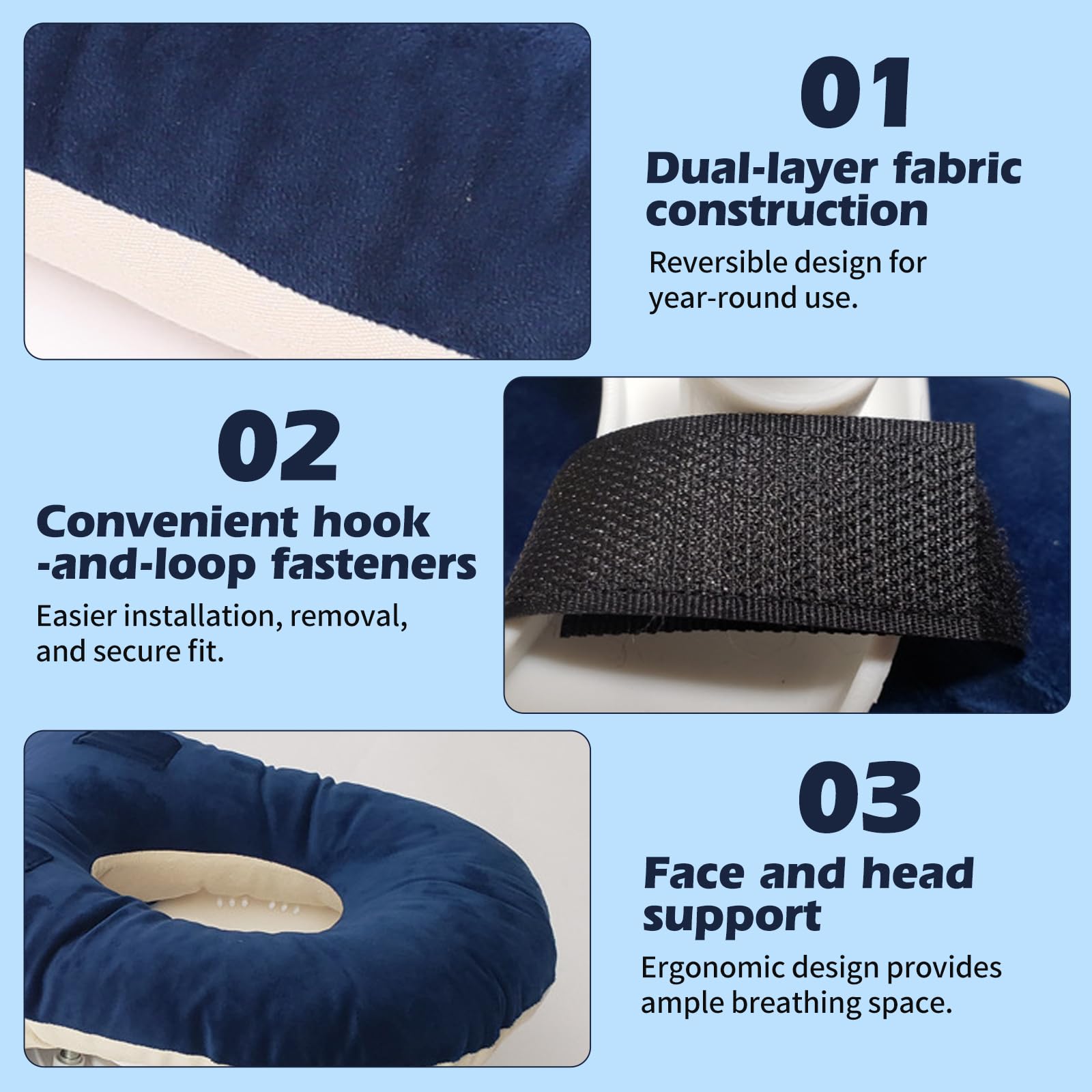 Almohada de masaje de espuma viscoelástica ergonómica para dormir y dormir boca abajo, recuperación de vitrectomía quirúrgica, agradable para la piel, masaje reposacabezas