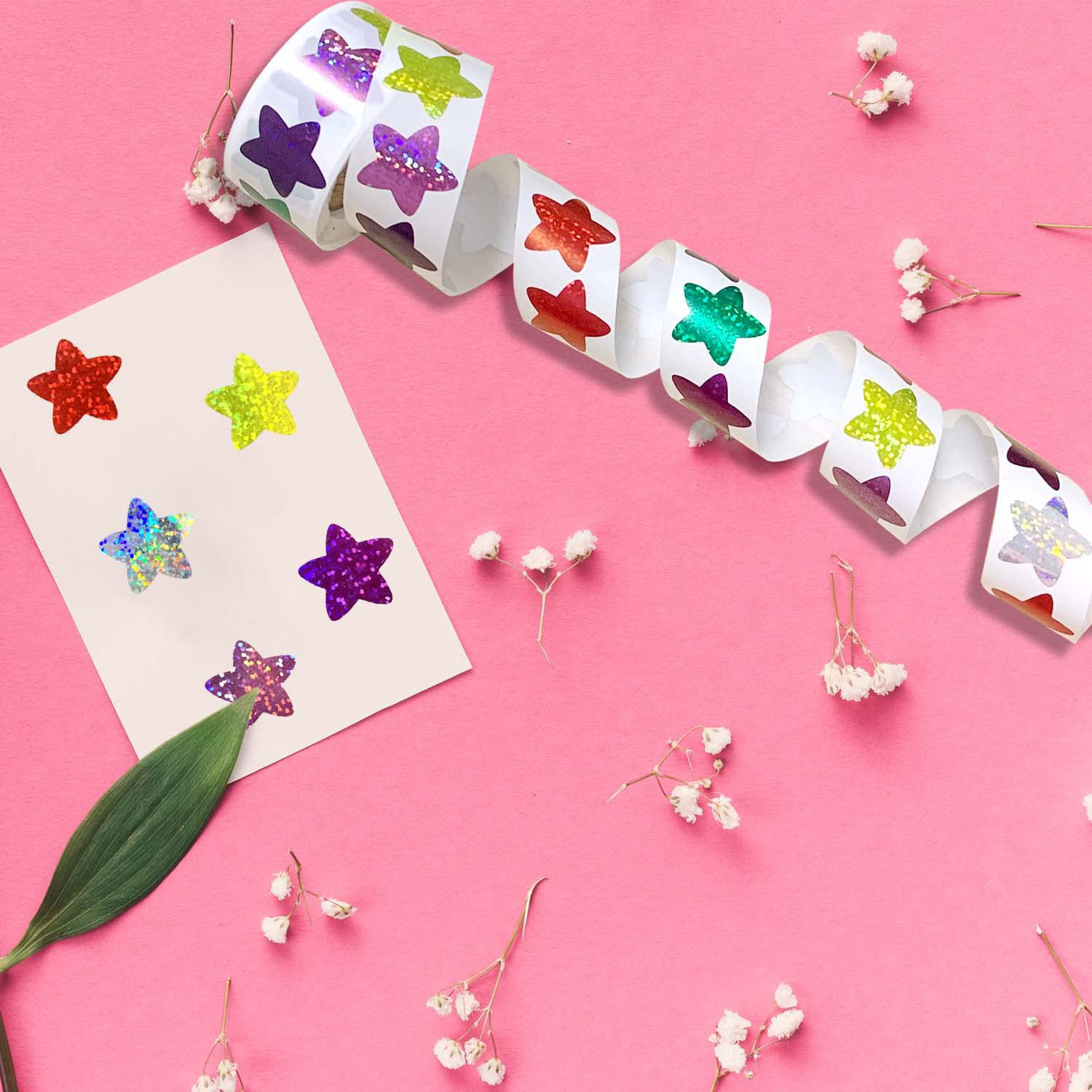 2000 Adesivi A Forma Di Stella, Glitterati E Olografici, Per Ricompense Bambini, Fai Da Te E Decorazione, Confezione Da 4 Rotoli