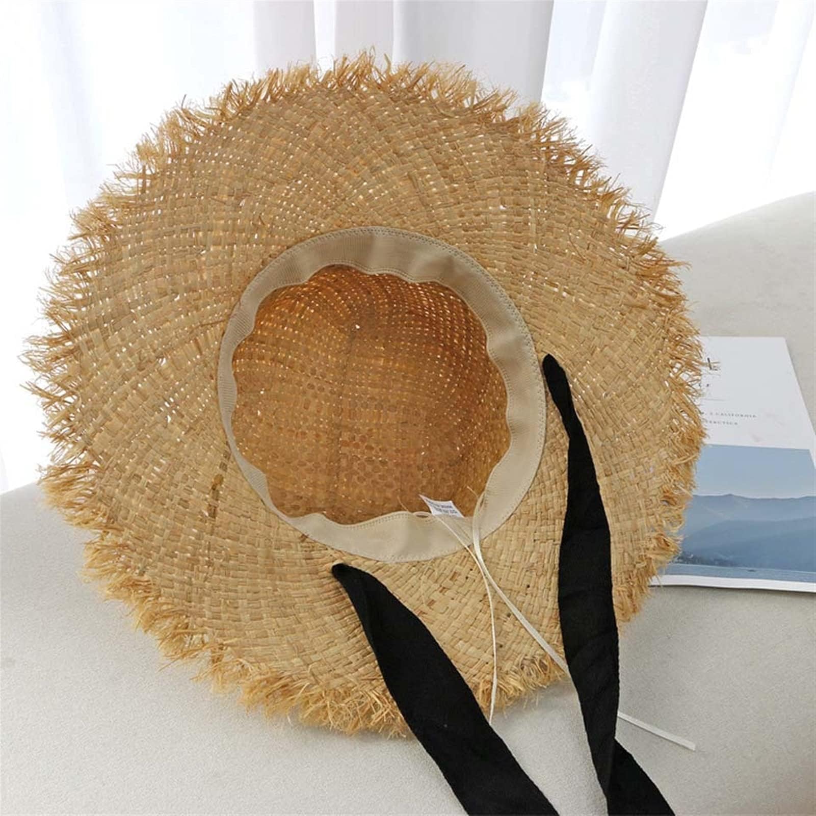Niña Sombrero de Sol Sombrero de paja de correa de encaje de mujer con cinta de arco tapa de verano visera vacaciones al aire libre vacaciones plana top playa protección sol Verano Sombrero