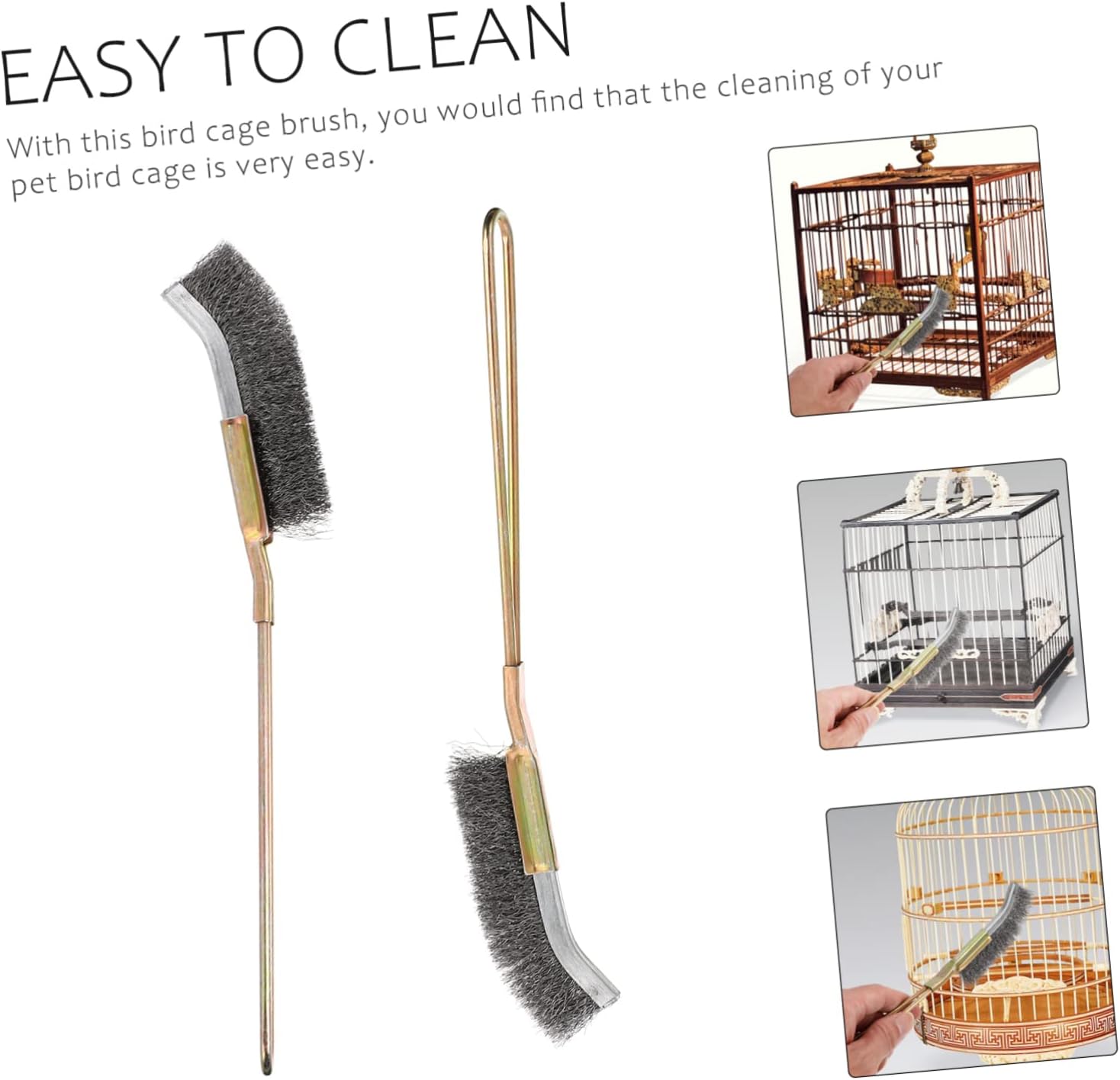 Housoutil 6pcs Cage Cleaning Brushes Handle Wire Brush Cleaner for Parrots Pet Supplies Hanging for Easy Storage and Convenient Use