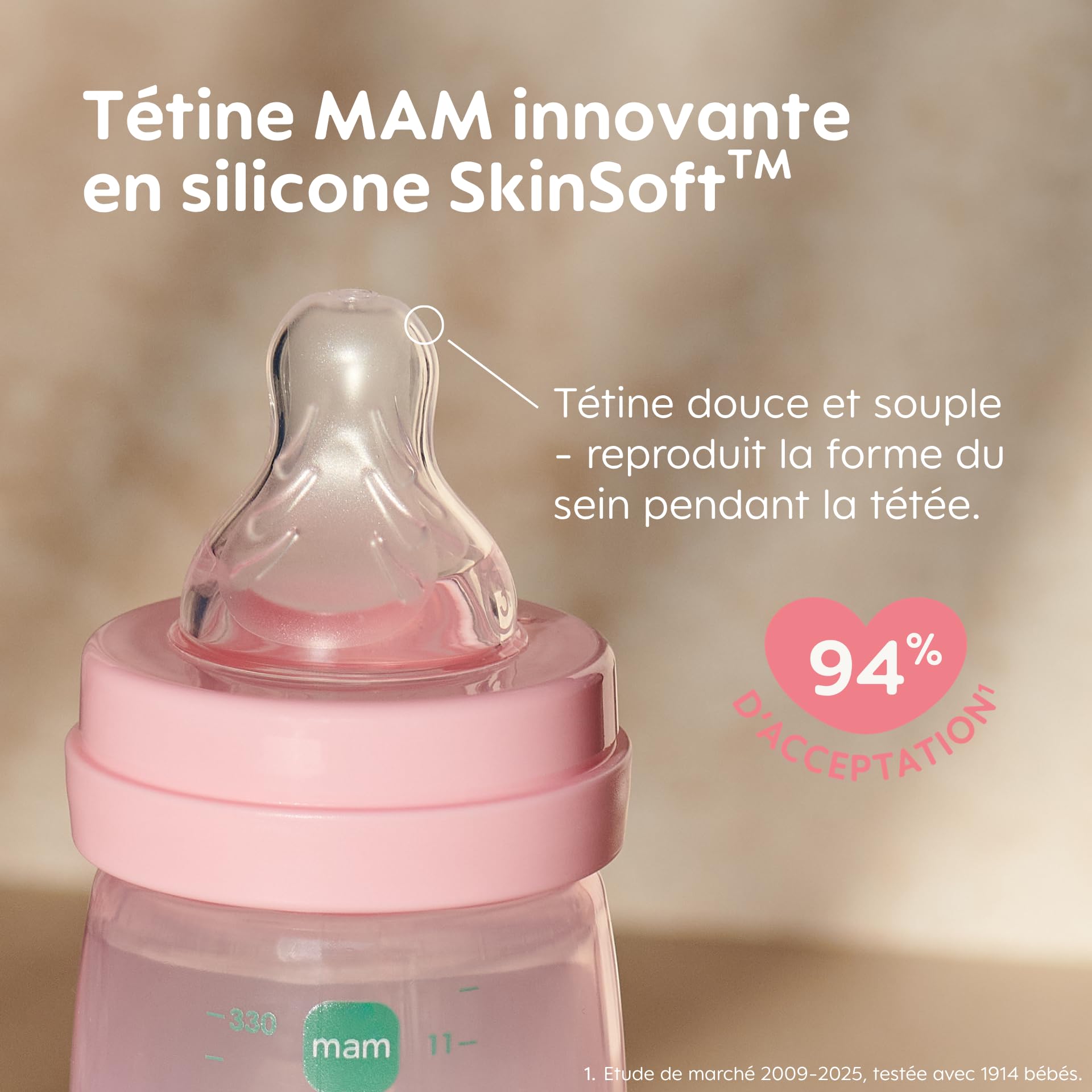 MAM Easy Active 6 mois et plus Couleur Baies (330 ml) – avec tétine en silicone débit X vitesse ultra-rapide – pour bébé avec fermeture hermétique