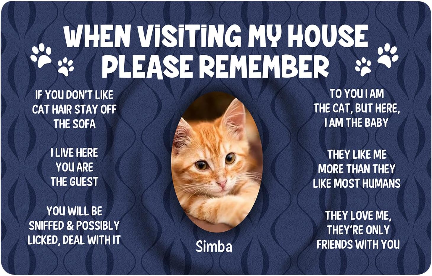 D61912 When Visiting My House Remember Photo Personalized Doormat Welcome Mat Cat Dad Mom Gifts Funny Rule Doormat Welcome Mat Home Decor