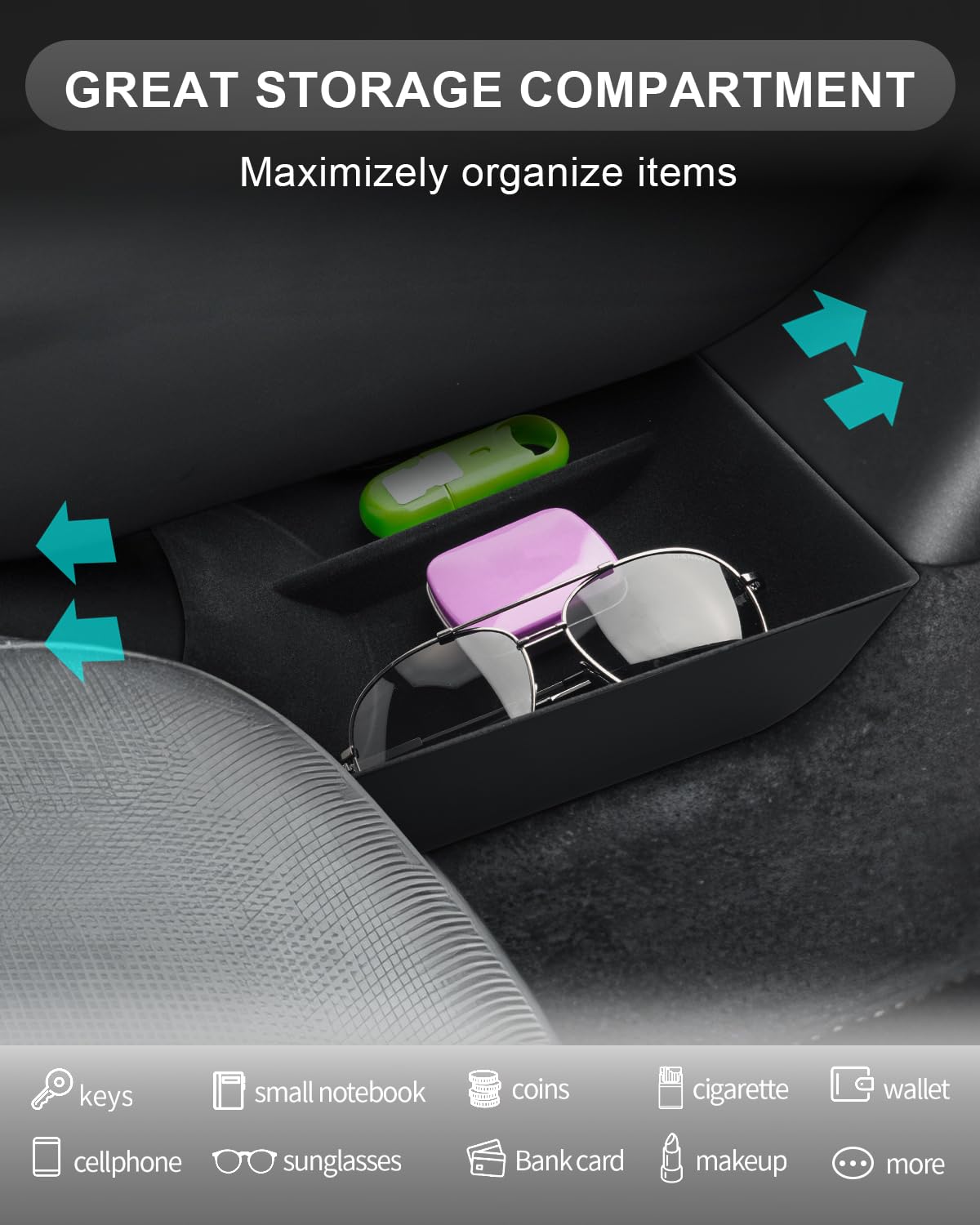 CDEFG Compatible avec Cupra Tavascan 2025 2026 Console centrale Boîte à gants Boîte de rangement pour console centrale de voiture Plateau Tavascan VZ Accessoires (flocage)