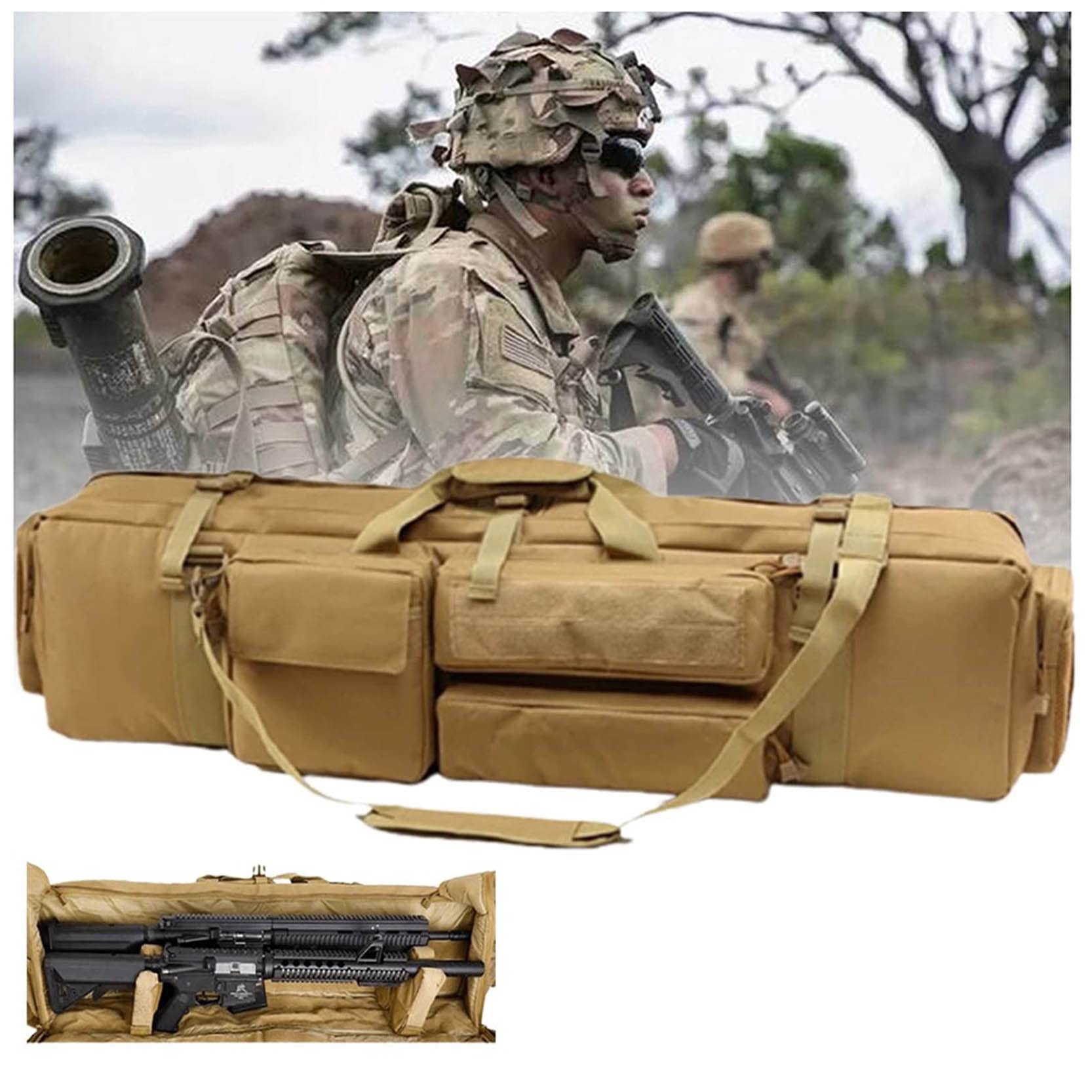 Rifle Bolsa, Airsoft Caza Pistola Funda, Gran Capacidad con Correa de Nylon Táctica Heavy Slip Carrying Dual Rifle Case Bolsa para Caña de Pescar Escopeta Carry
