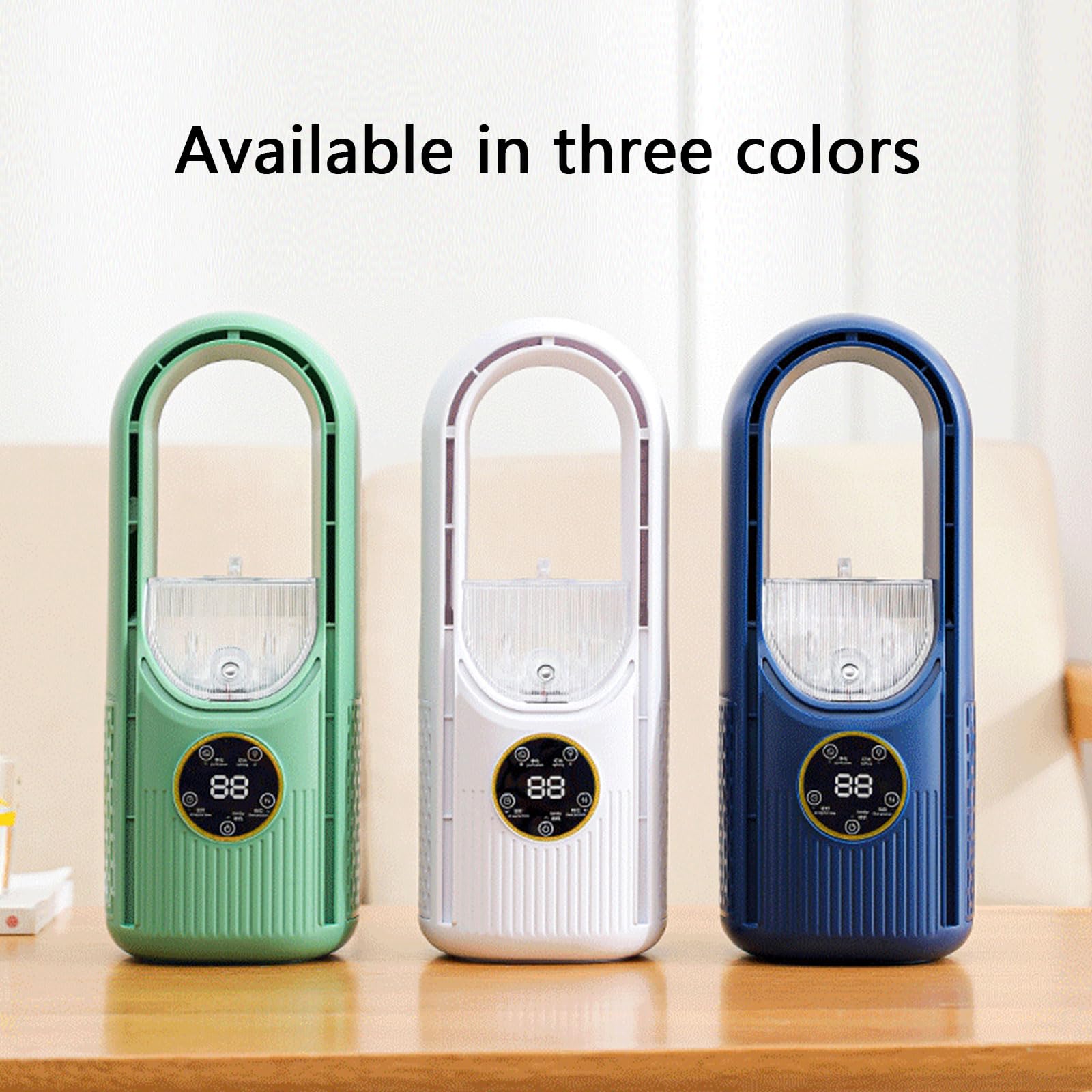 Ventilateur de climatisation portable avec lumière LED 6 vitesses, minuteur 6H pour la maison, le bureau, l'extérieur, la chambre à coucher, bureau sans pales USB avec brumisation