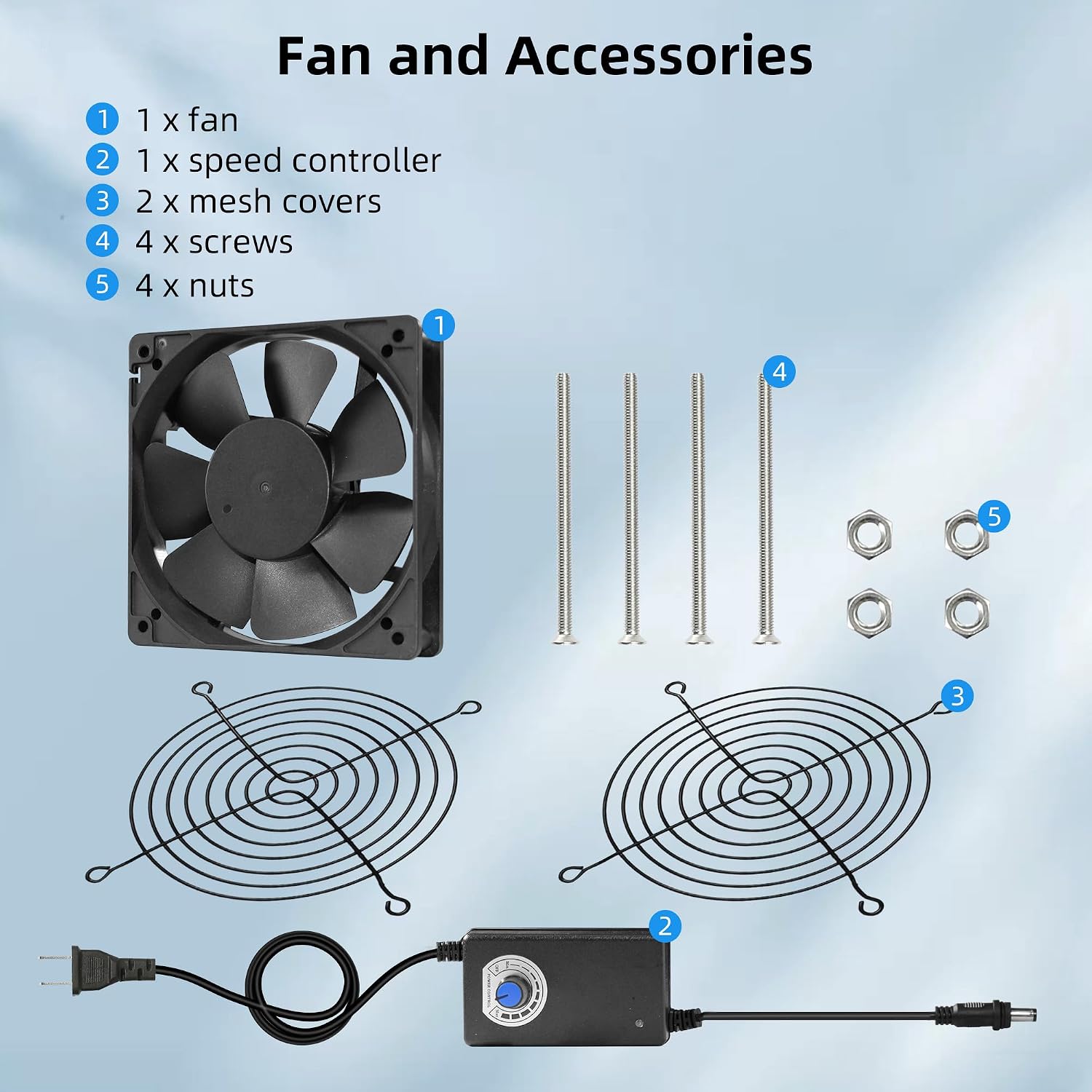 120mm IP68 Waterproof Dual Ball 3500RPM Fan with Stepless Speed Controller | 4.72inch Superior Waterproof Sealed Industrial Ventilation & Exhaust Fan for Chicken Coops, Greenhouses and RV Refrigerators
