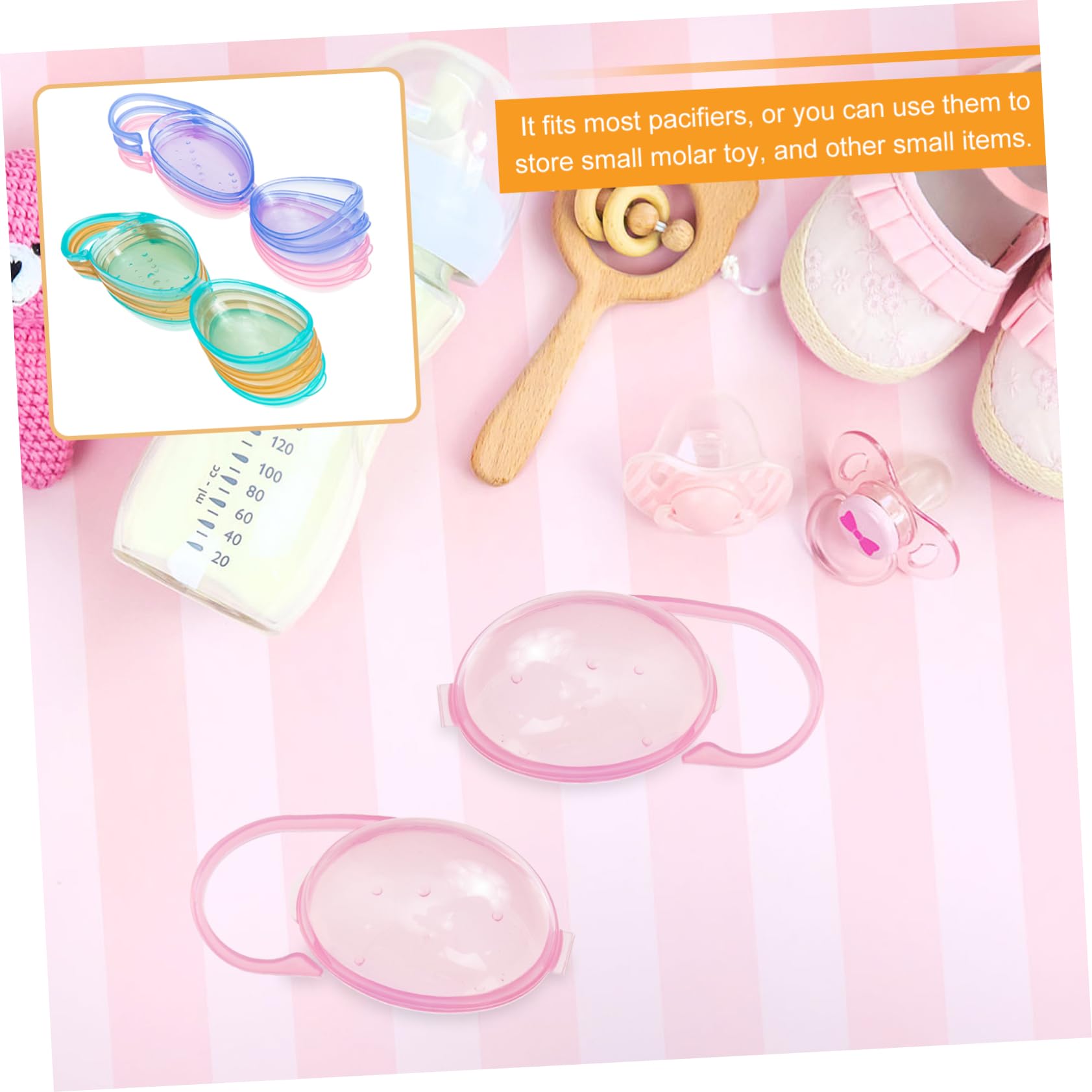 Toyvian 8pcs Storage Case with Handle Portable Pacifier Holder Box for Easy Carrying Fits Pacifiers and Items Design
