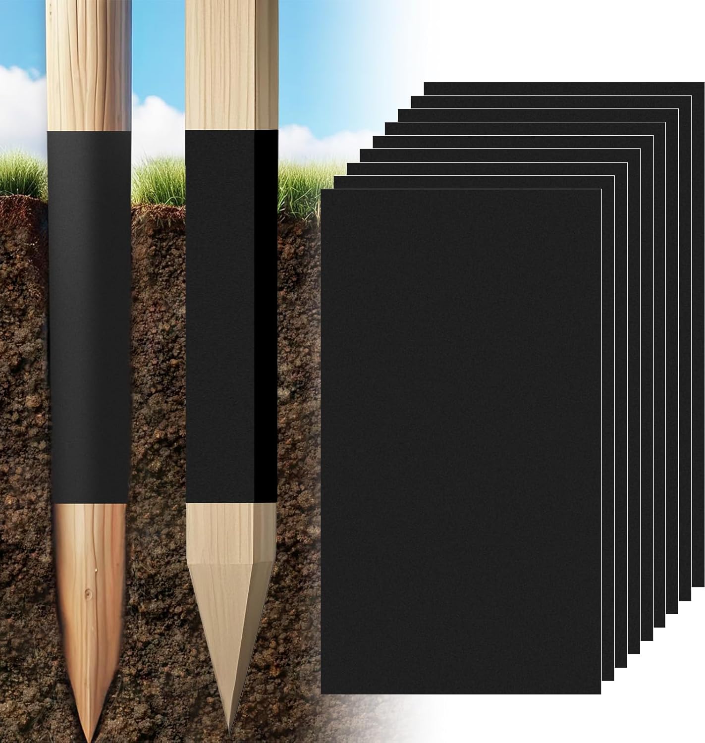 10 Pack Post Protectors for Mailbox/Fence/Deck, Waterproof Self-Adhesive Wood Column Sleeves, 4x4 Post Sleeves, Rot Resistant Fence Post Protection Fits 3x3” to 4x4” Square and 3”to 5” Round Posts