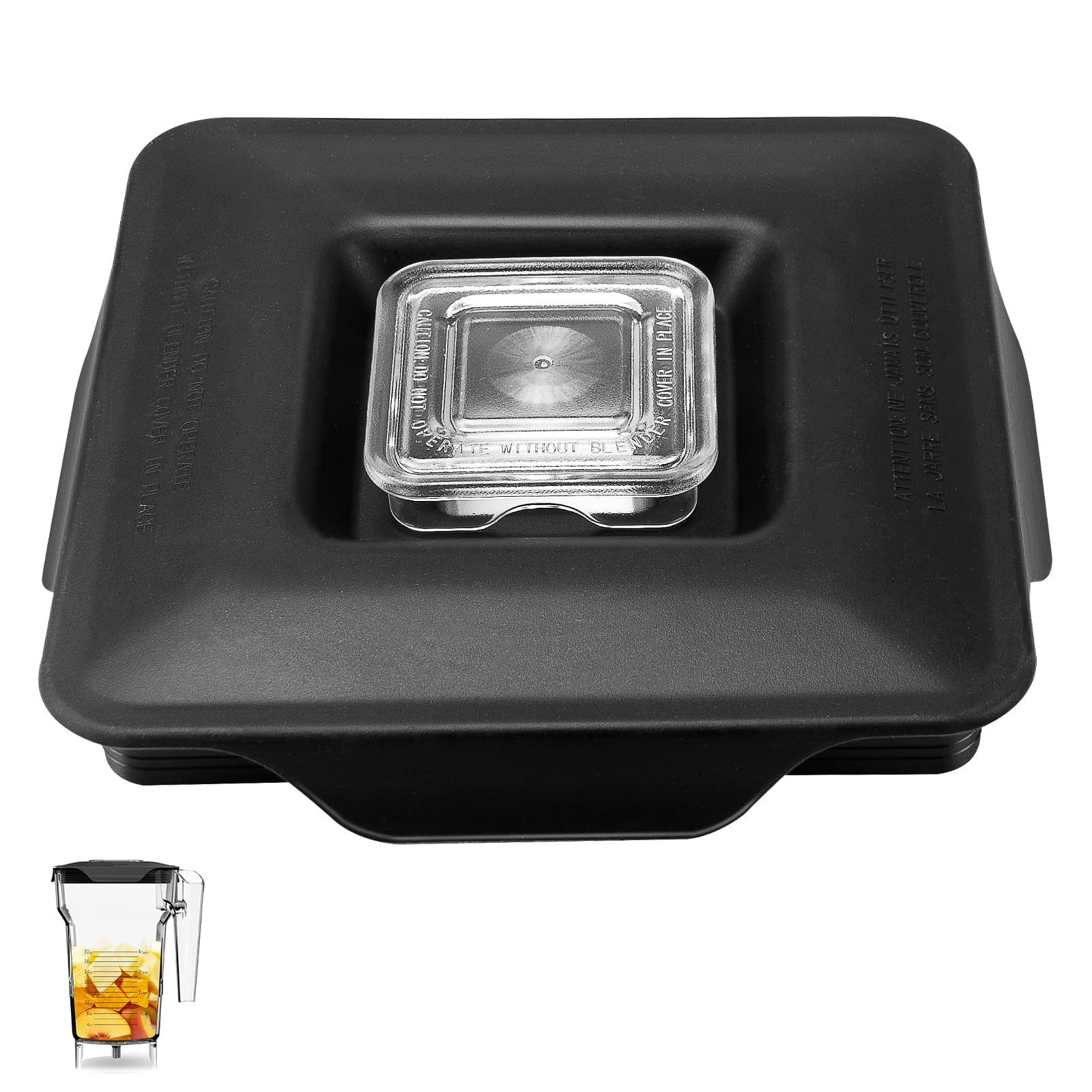 Blender Latching Lid Replacement for Blendtec Commercial Wildside + & Fourside Jars - Blender Lids Top with Removable Center Cap, Wildside Jar Lid Replacement Part for Blendtec Blender Top Accessories