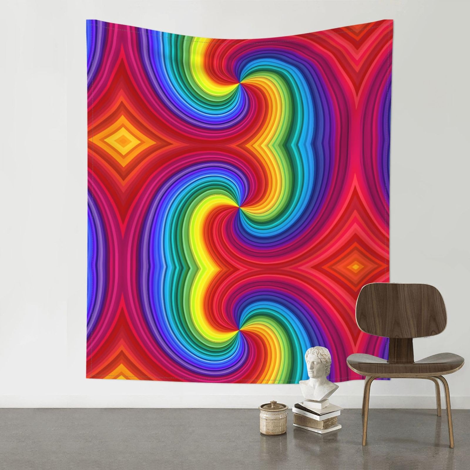 YYHWHJDE Rainbow Swirl Prints 60x51in Wall Tapestry – High-Grade Polyester Throw for Dorm, Beach & Home Decor