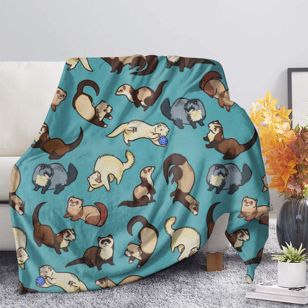 SEANATIVE Cheeky Ferrets Print Flannel Blanket Microfiber Cozy Blanket,Throw Blanket for Bedroom Livingroom Sofa, All-Season Air-Conditioning Blanket Quilts-2XL