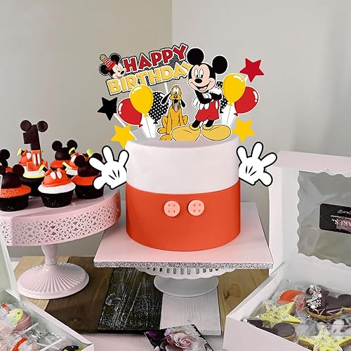 Miniatura 4 de 11 piezas de decoración de pastel de ratón, decoración de pastel de cumpleaños de ratón con estrella dorada y guantes blancos, decoración de fiesta