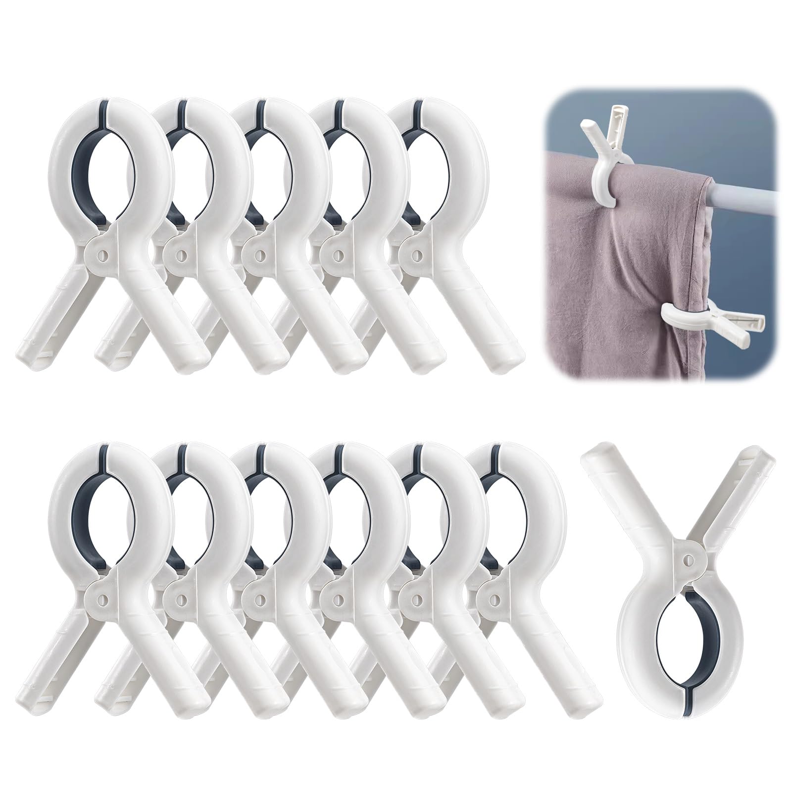 Set da 12 pezzi di fermagli per asciugamani grandi, fermagli per trapunta, mollette telo mare,mollette antivento, adatti per teli mare, asciugamani, lenzuola