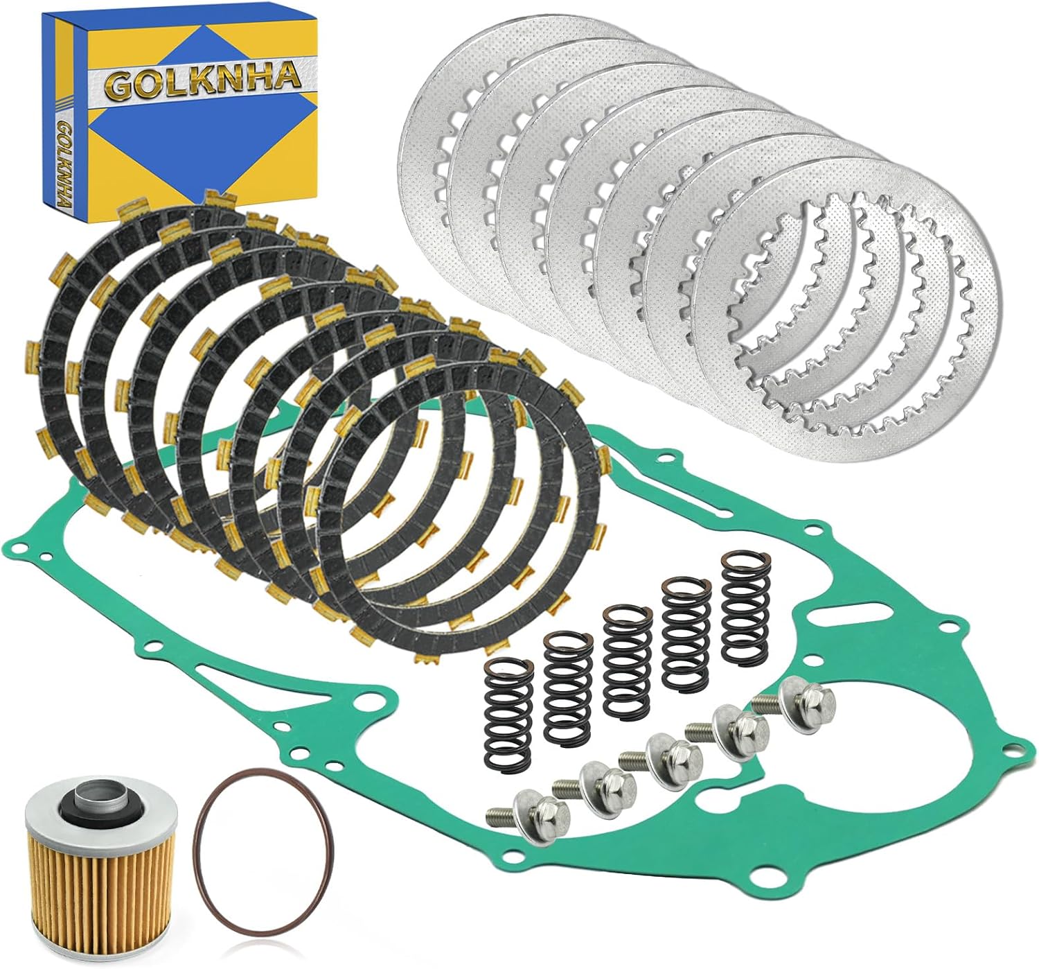 Clutch Kit Plates Steel Friction & Cover Gasket Compatible with Yamaha V Star 650 XVS650 1998 1999-2016