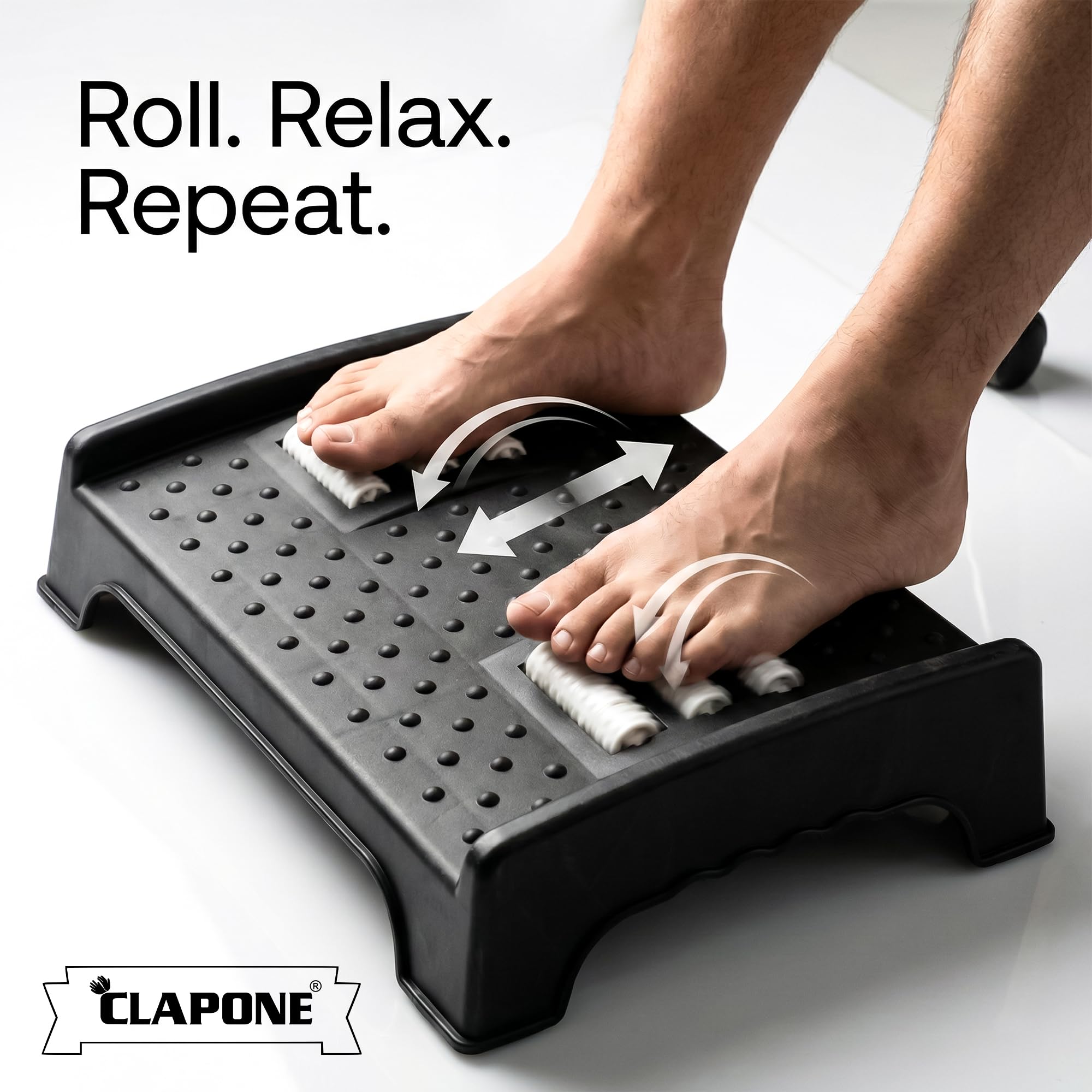 Foot Rest for Office Chair with Acupressure Points & Roller | Under Desk Footrest for Office Table, Home, Sofa & Work Desk Under Desk Footrest with Acupressure & Roller (Black, Foot Rest) 2
