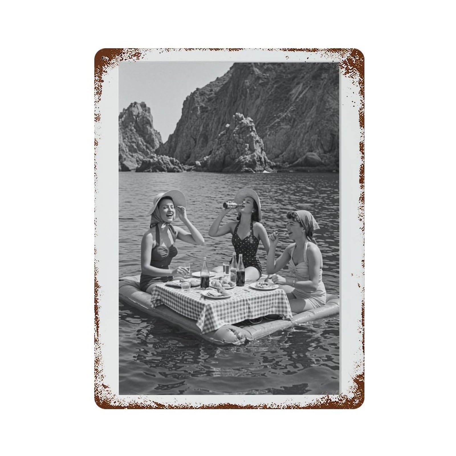 xiaoxiaoshen Picnic on Lake, Photography S1 Wall Decor Art Metal Tin Poster Modern Home Decor Art Home Bar Shop Decorations Vintage Sign 40x30cm