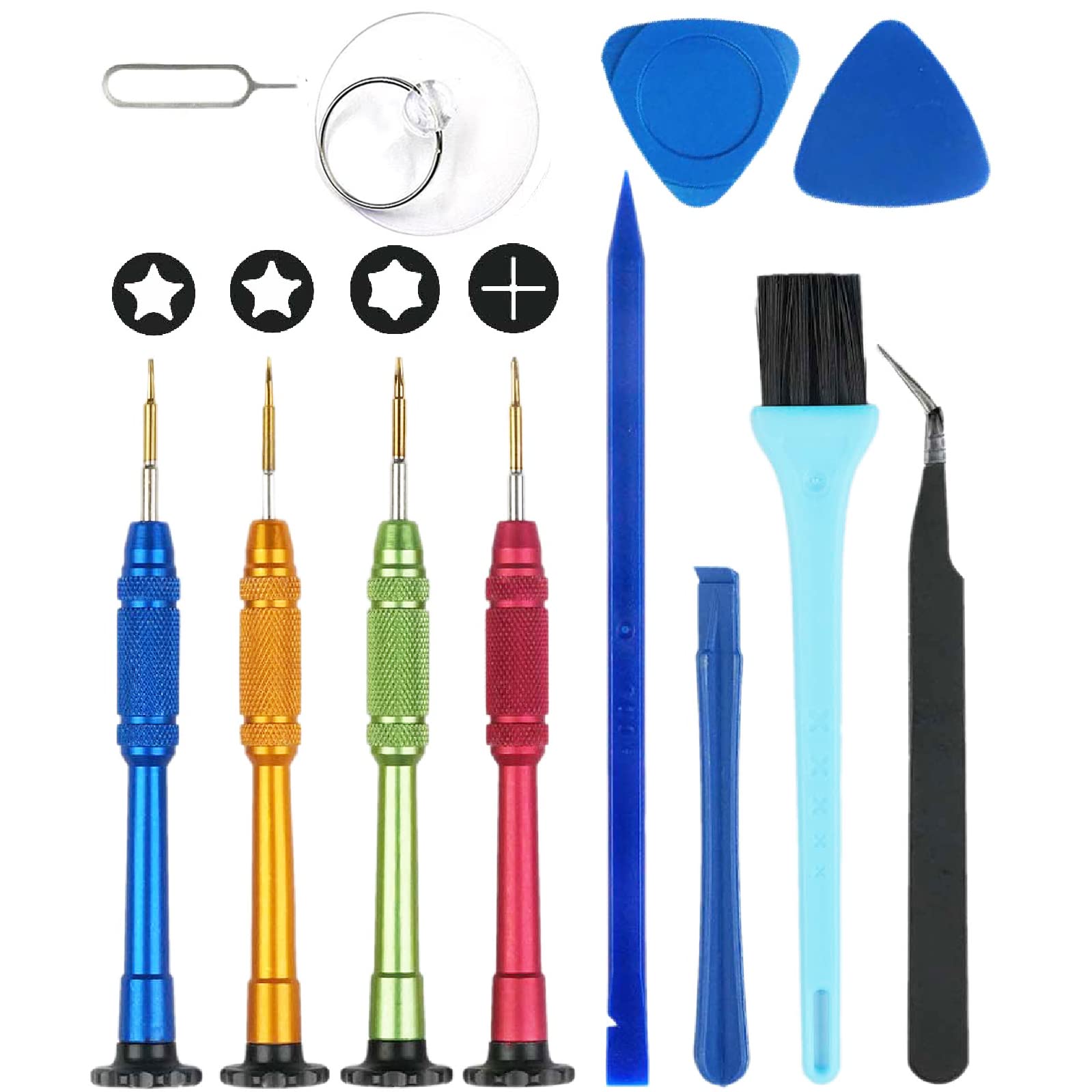 ZZJKeep12in1 Precision Screwdriver Set for MacBook & iphone, PH000 Phillips, P5 P2-5Point 1.2mm 0.8mm Pentalobe Screwdriver and T5 Torx for MacBook Pro&Air with Retina display and Apple iphone