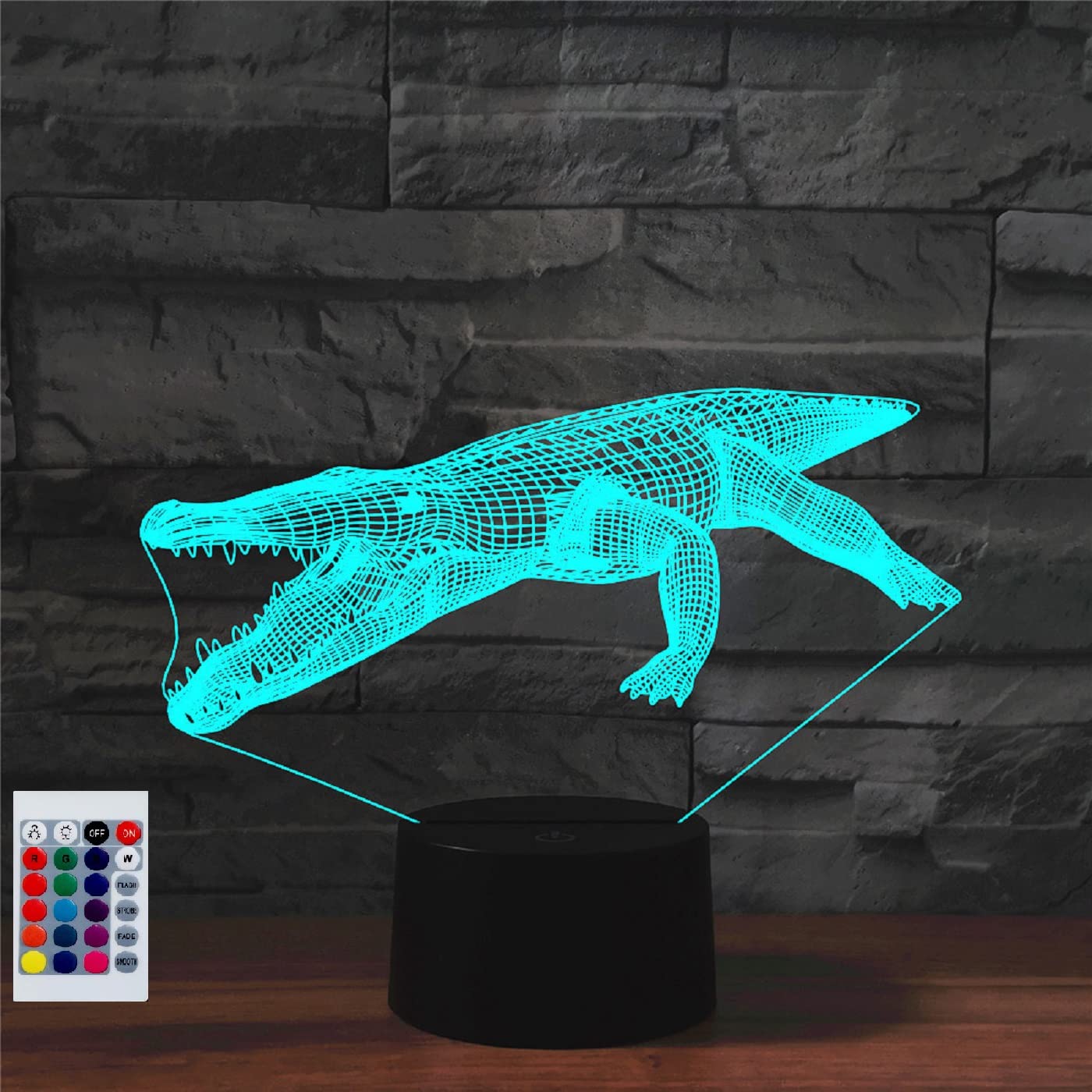 SUPERHONGJIHAO Night Light for Kids 3D Crocodile Led Lamp with Remote Control 16 Color Changing Xmas Birthday Gift for Child