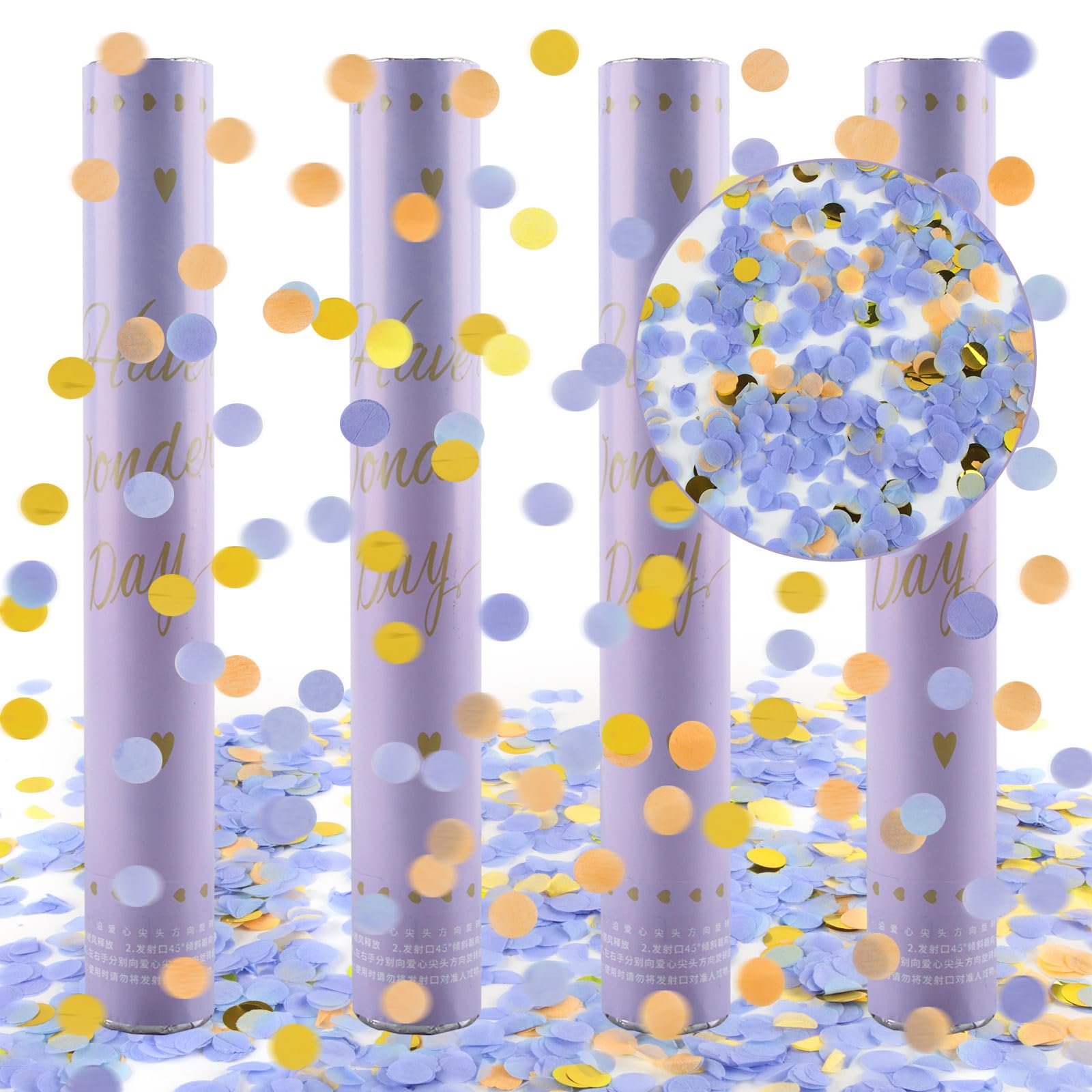 Lanzador Confeti Cumpleaños, XiXiRan Cañón Confeti Bodas, Cañón Confeti de Fiesta, Cañones de Confeti Violeta, Tubo Confeti Boda, Confetti Poppers, Disparador Confeti, Confeti Cañon Boda (20cm*4)