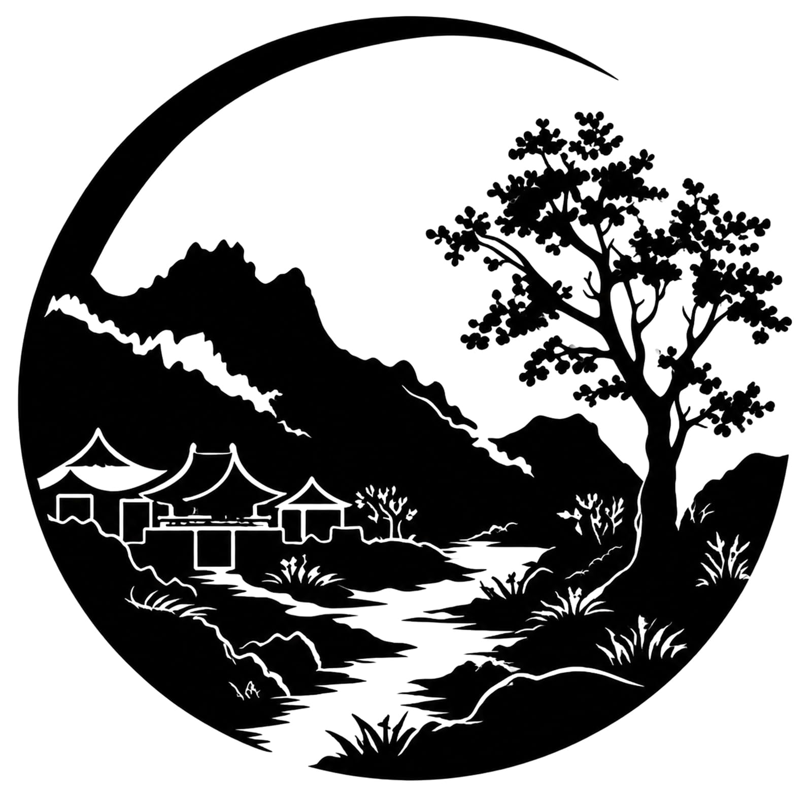 zhongko Black Metal Wall Art 11.8 * 11.8CM, Japanese Metal Wall Art