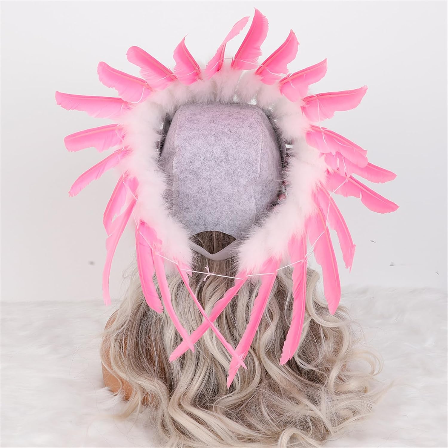 Colorful Indian Headdress Ethnic Charm Headpiece With Adjustable Design For Themed Parties And Gatherings(Rose Red)