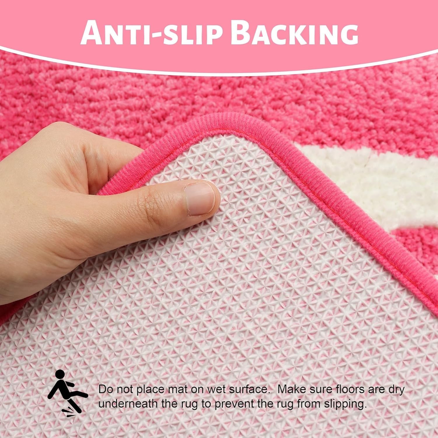 Alfombra de baño Larga antideslizante 20x60 pulgadas, para bañera, ducha y dormitorio, divertida decoración de baño, Rosa, 51x81 cm (oblungo)