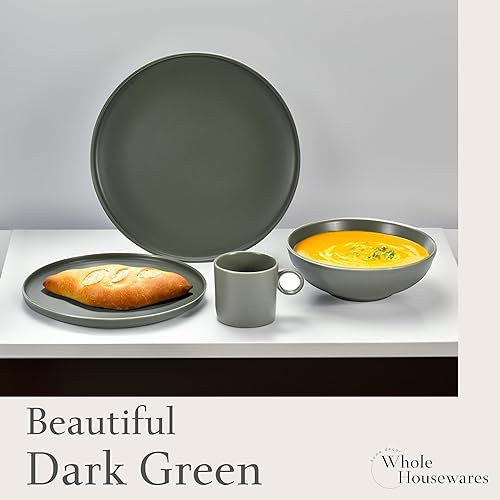 Miniatura 4 de Whole Housewares Juego de desayuno de cerámica de 8 piezas, versátil juego de vajilla para experiencia gastronómica, platos aptos para microondas y