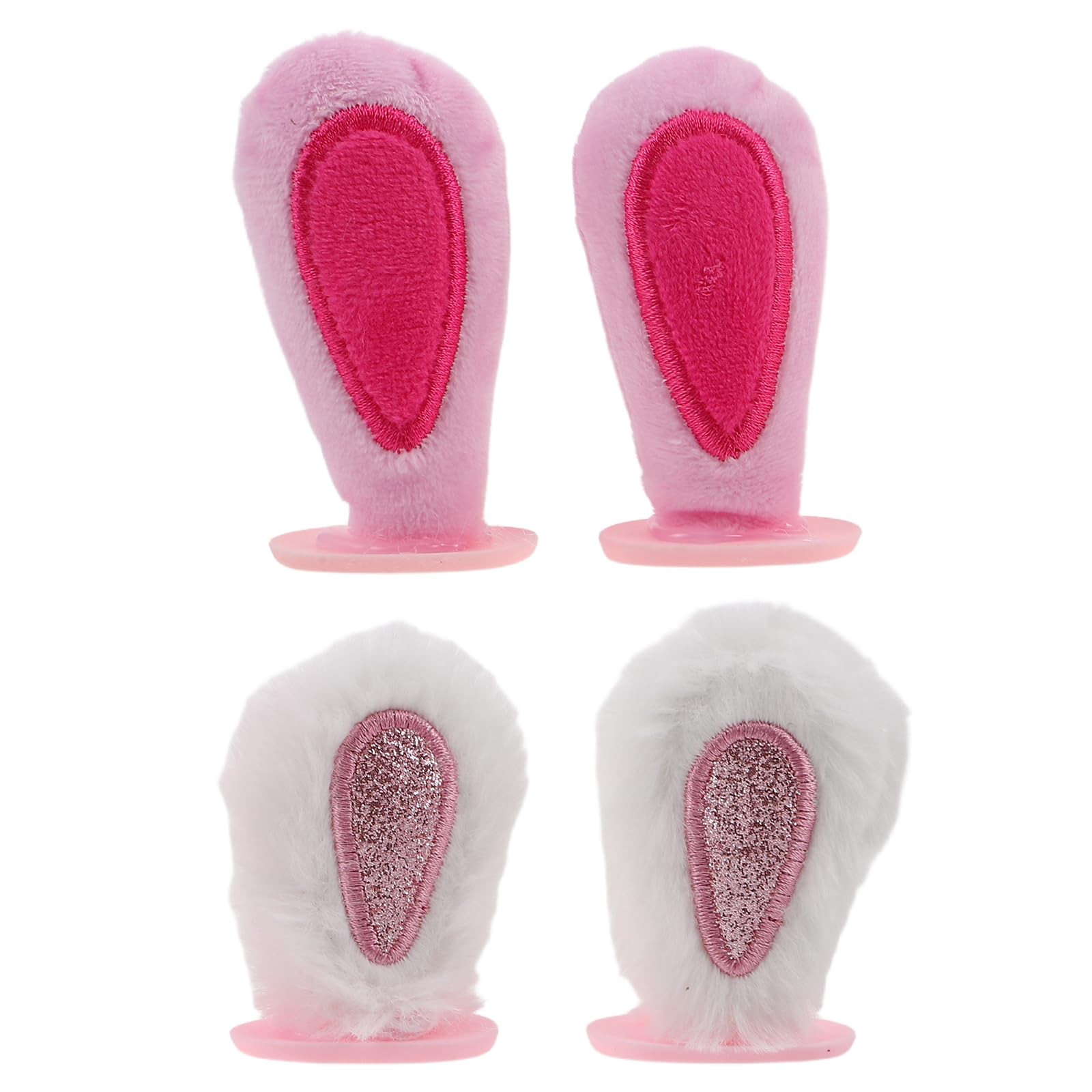 BESPORTBLE 2 Pairs Plush Monitor Ears for Computer Screen Decor Cute Gaming Setup Accessories with Magenta Short and White Bunny Ears for Home Office Desk
