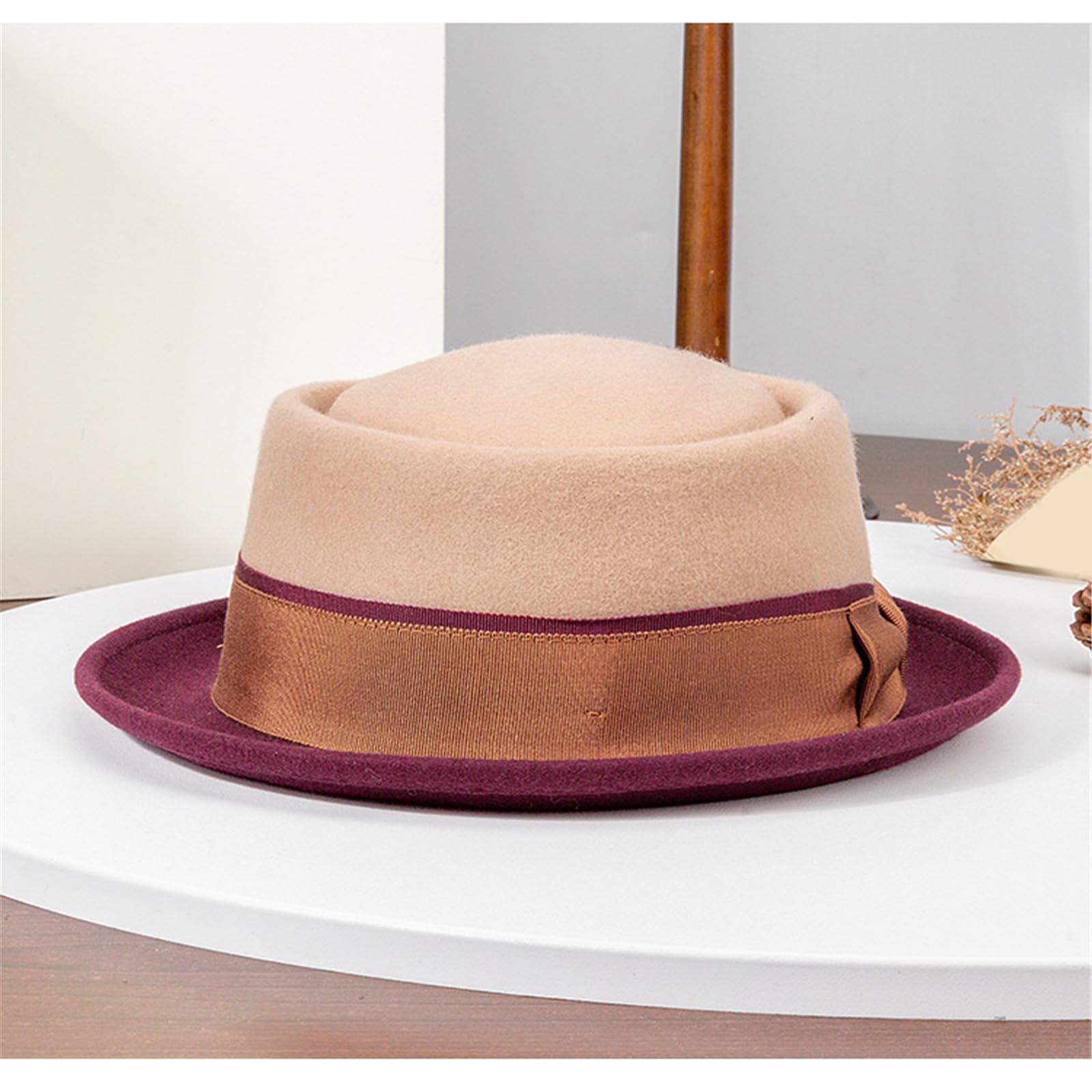 LUOFENG Cappello di lana Fedoras Panama esotico elegante Homburg per le donne Lady Photo Props Western per Stage Live Show Headwear