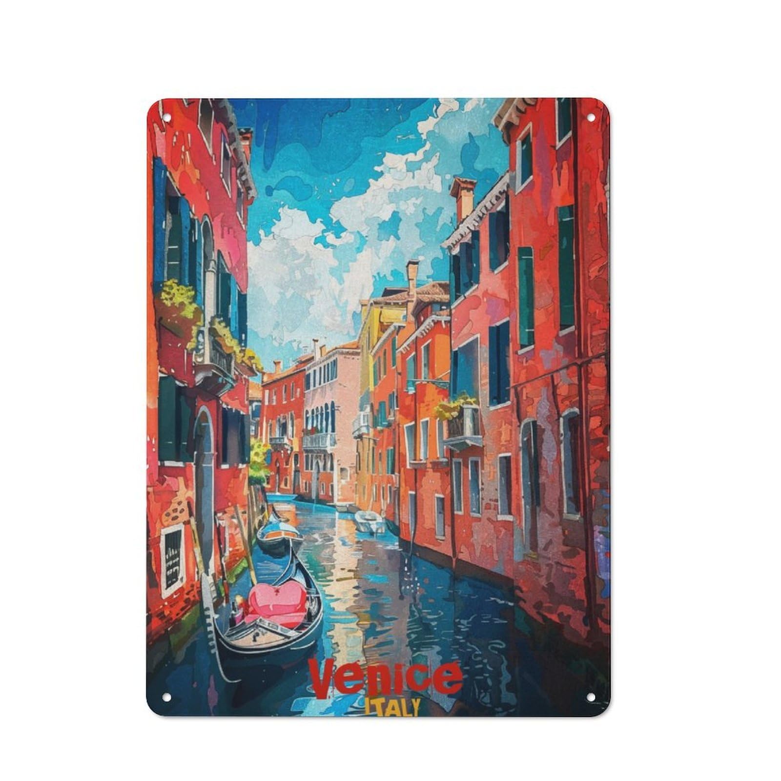 Junmoney Venice Art Metal Plaque 40X30cm With For Hallway Wall, Retro Decor, For Wall Display Collectors