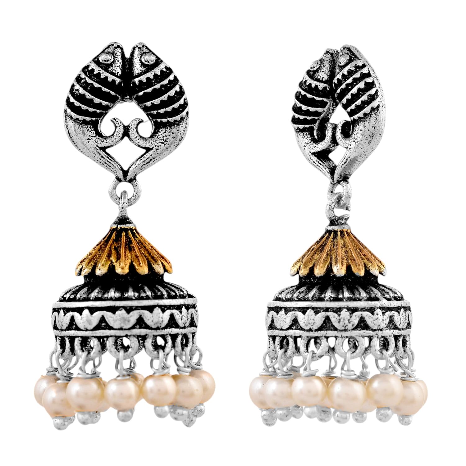 Voylla Qasbah Mahi Oxidised Two Tone Jhumki For Women|Oxidised Jhumki Earrings For Women|Dual Tone|Everyday|Festive|Diwali|Karwachauth|Gift For Her (B0DGGPZZZY) Amazon Price History, Amazon Price Tracker