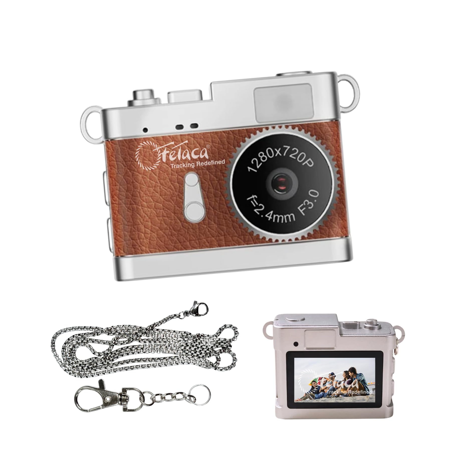 Mini Digital Camera with Filter Modes, HD Video, Flashlight & Keychain – Portable Cute Vlogging Camera for Travel, Gifts & Fun (Tan)