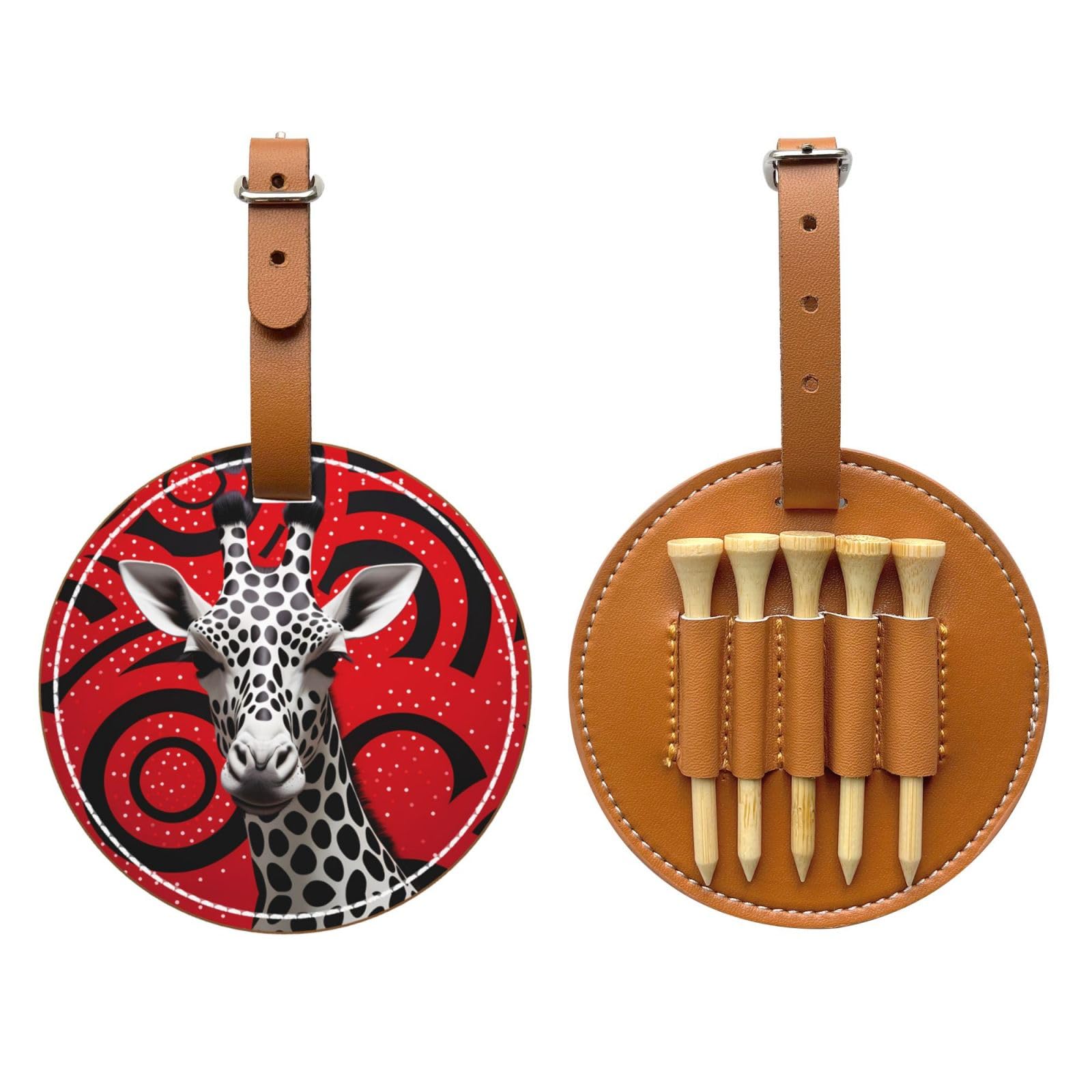 Giraffe Polka Dot Figure Brown Printed Golf tee Storage Bag - Portable Design, Easy to Organize tee