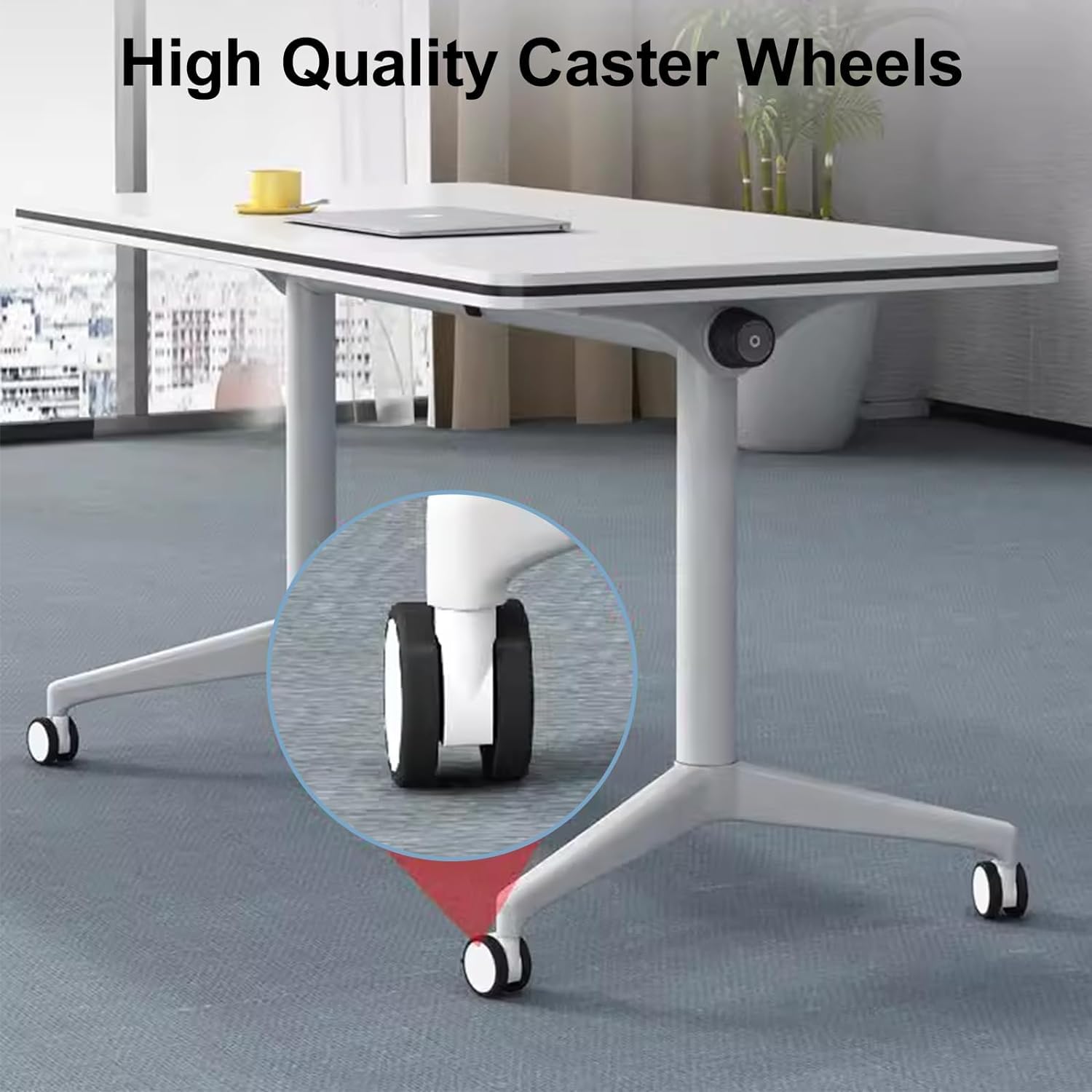 CUAOCEZ Conference Table Folding Conference Room Tables Office Table Flip Top Mobile Meeting Training Tables with Wheels Seminar — view 5