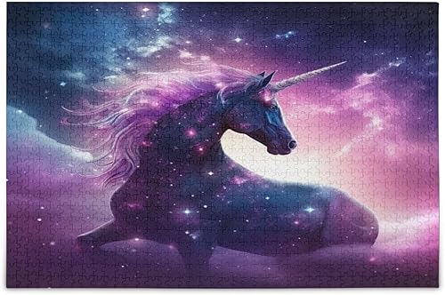 xigua Rompecabezas de unicornio Galaxy de 1000 piezas, rompecabezas de madera para juegos familiares, adecuado para adolescentes y adultos