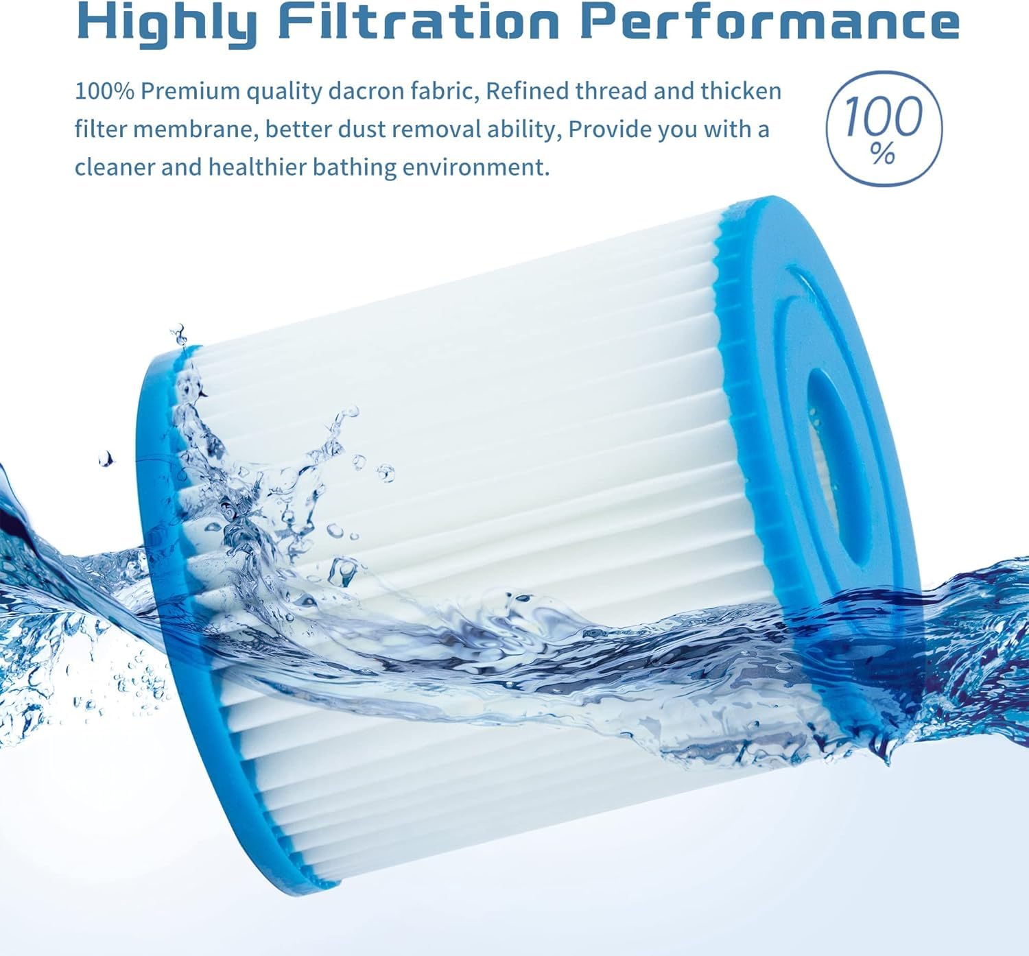 Typ I Filterkartusche für Bestway Aufstellpool, Ersatzfilterkartusche für aufblasbares Schwimmbad, 3,1 x 3,5 Zoll, 58093-17, 4 Stück