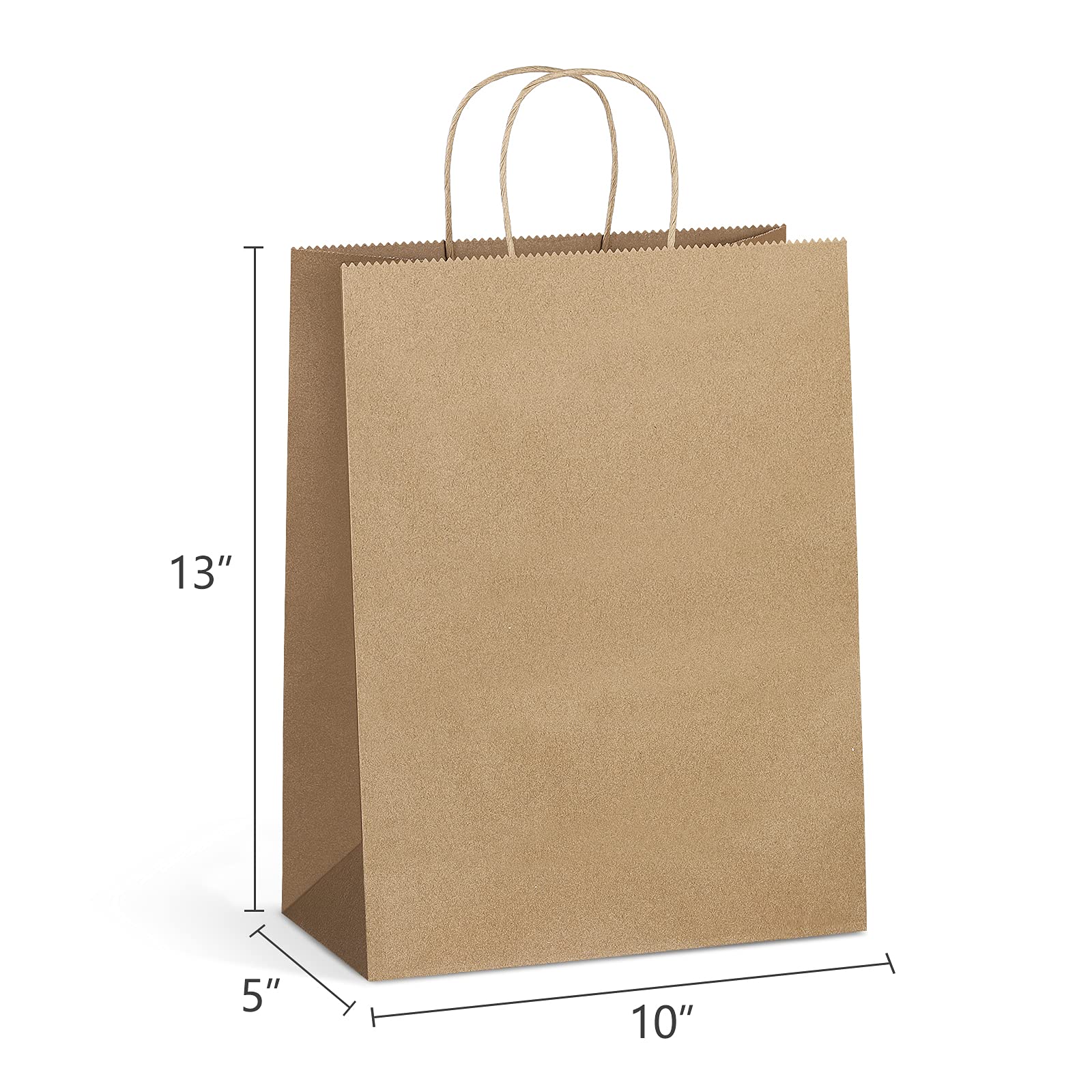 Eupako Bolsas de compras Kraft de 10 x 5 x 13 pulgadas, 100 bolsas de papel marrón con asas, bolsas de regalo de papel kraft a granel, bolsas de recuerdos de fiesta, bolsas de mercancía, bolsas de