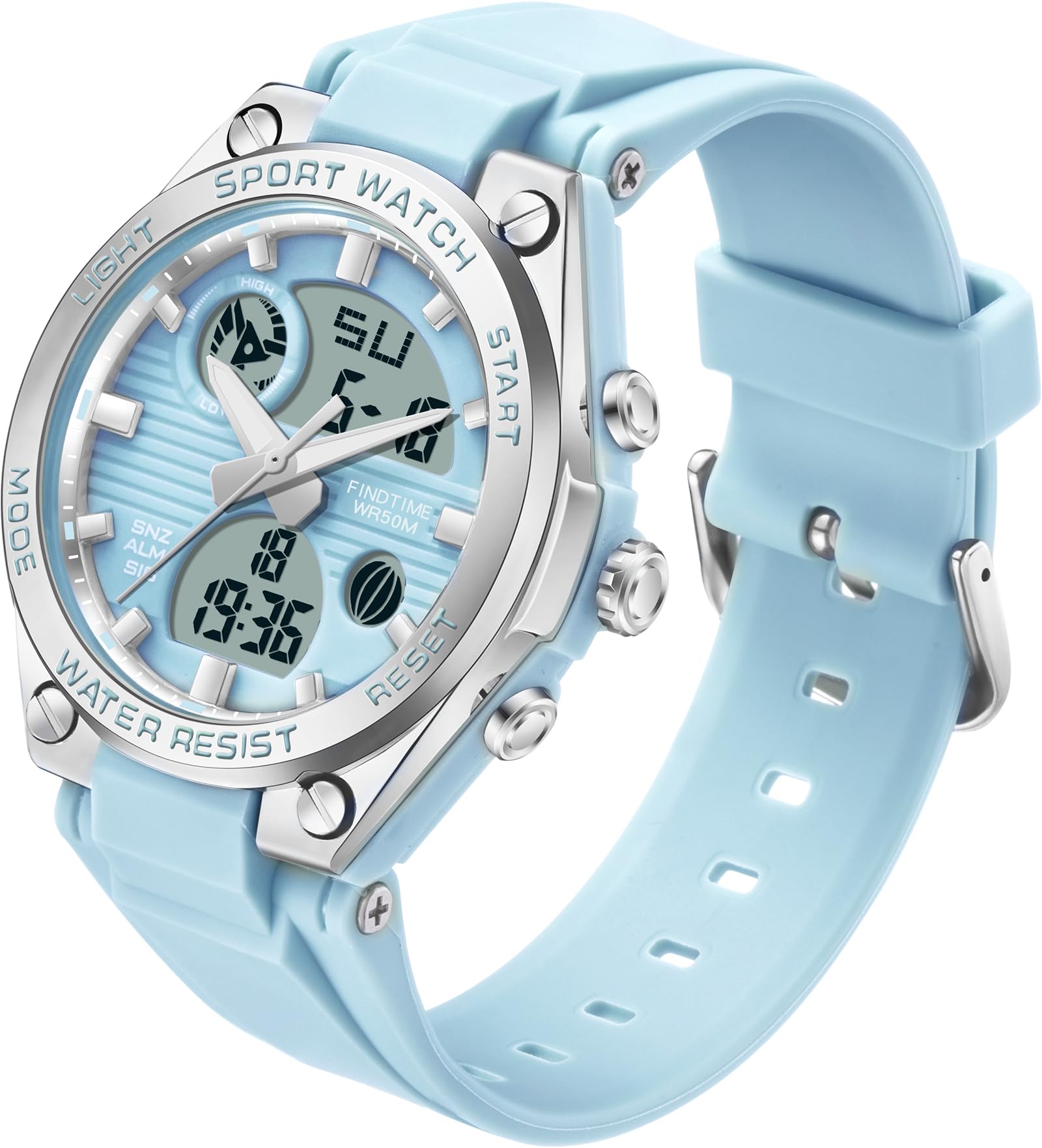 Reloj de pulsera digital para mujer con correa de silicona, resistente al agua, 50 m, reloj digital para niñas, niños, analógico, digital, deportivo, con alarma, fecha, LED, reloj infantil electrónico