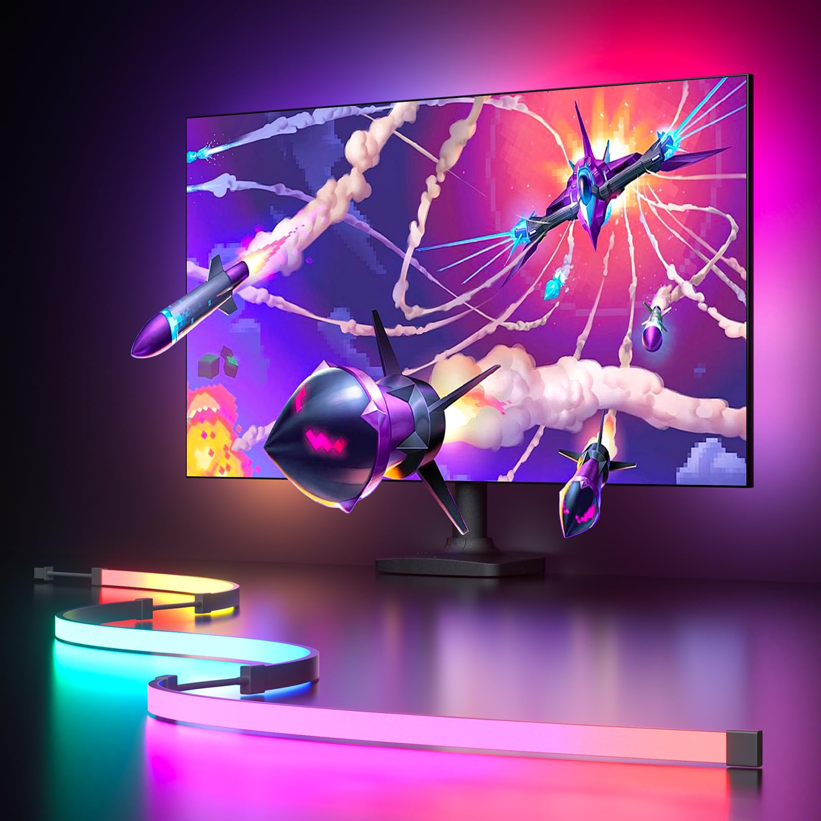 MIWATT Gaming Monitor Light, Backlight with Screen Color sync Effect for 24inch Computer Monitor, Compatible with Windows