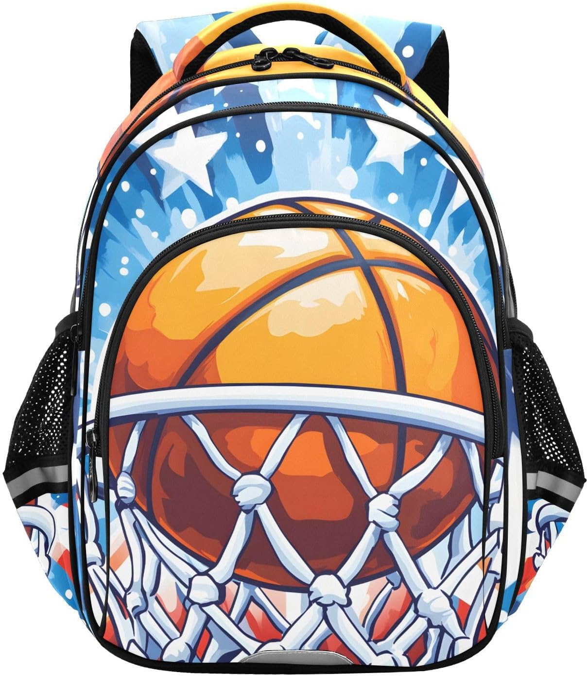 Cartoon Basketball Hoop Star School Backpack for Boys Kid's Backpack Light Weight Bookbags Elementary High School Water Resistant Laptop Bags Men Travel Daypacks,15.3" H