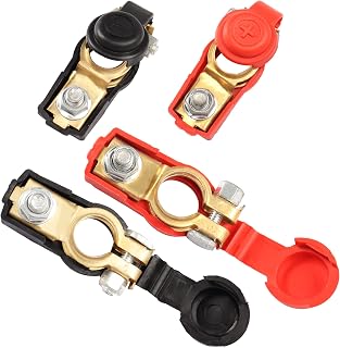 MEIRIYFA Car Battery Cable Terminal Clamp Connector,Positive and Negative Terminal Clamps Pure Copper Adapter Connector with Plastic Cover for Car, Van, Truck (2 Pairs)