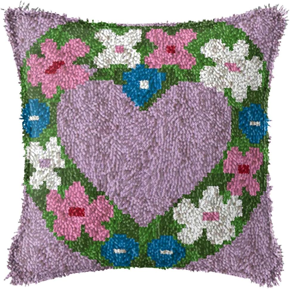 LAPATAIN Latch Hook Kits for DIY Throw Pillow Cover,Horse Needlework Cushion Cover Hand Craft Crochet 17x17inch