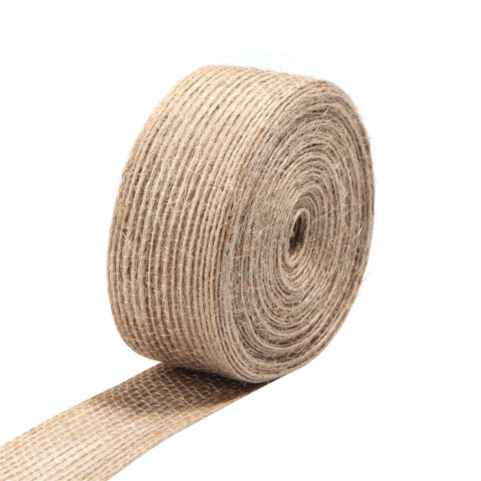 Hessian Roll 1-10M Jute Burlap Ribbon Vintage Plain Linen Fabric for Weddings Party Decoration DIY Bouquet Packaging(Width 2.5cm 5M)